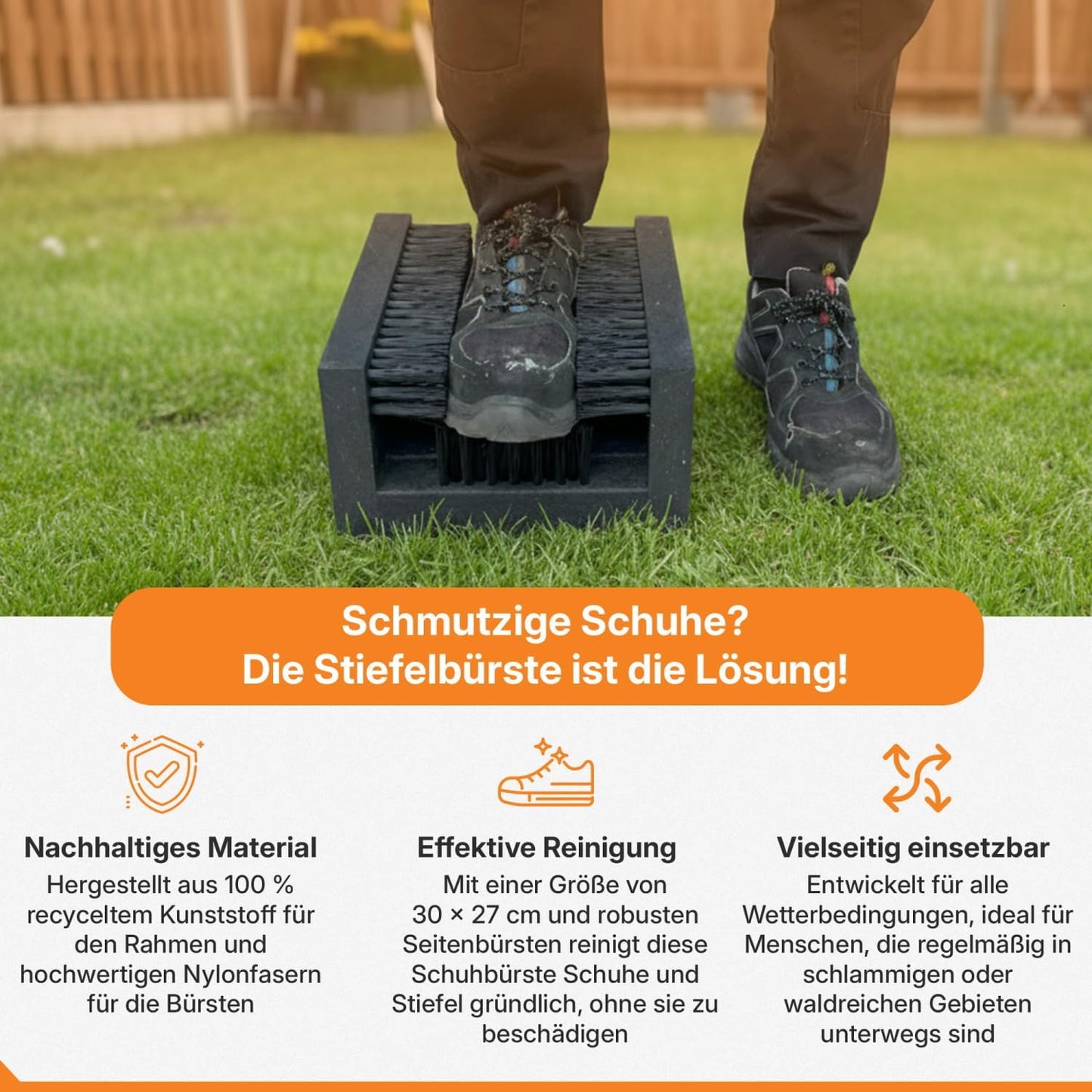 Robuster Schuhabstreifer, 30x27cm Schwarz