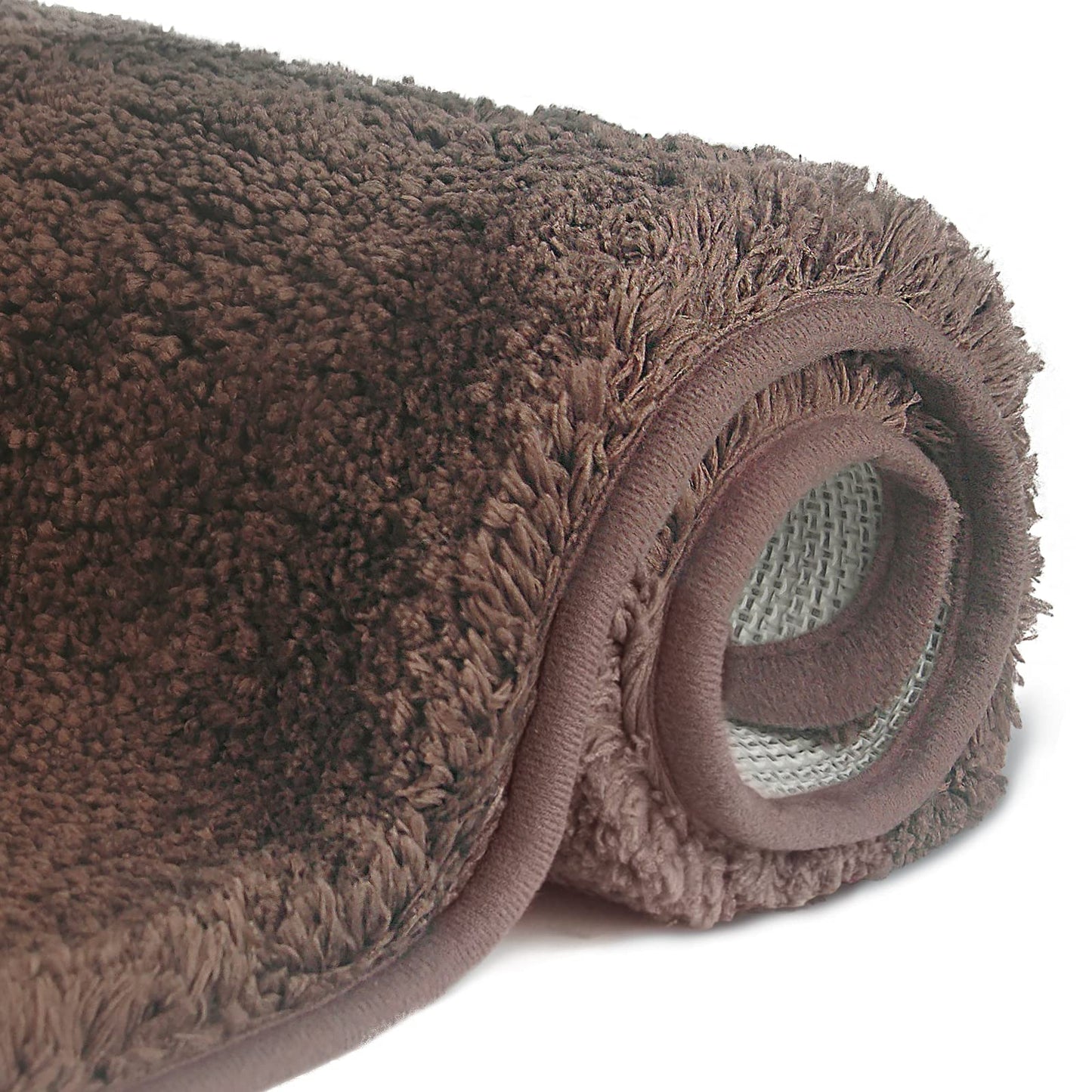 Rutschfester Hochflor Badteppich, maschinenwaschbar, 50 x 80 cm Dunkelbraun