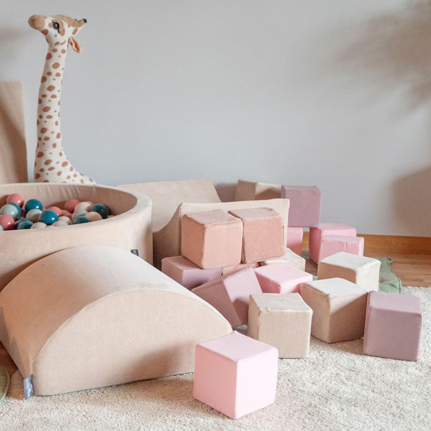 Schaumstoff-Würfelset für Babys (48 Stück), 48 Stücke Blöcke: Erikafarben/Pink