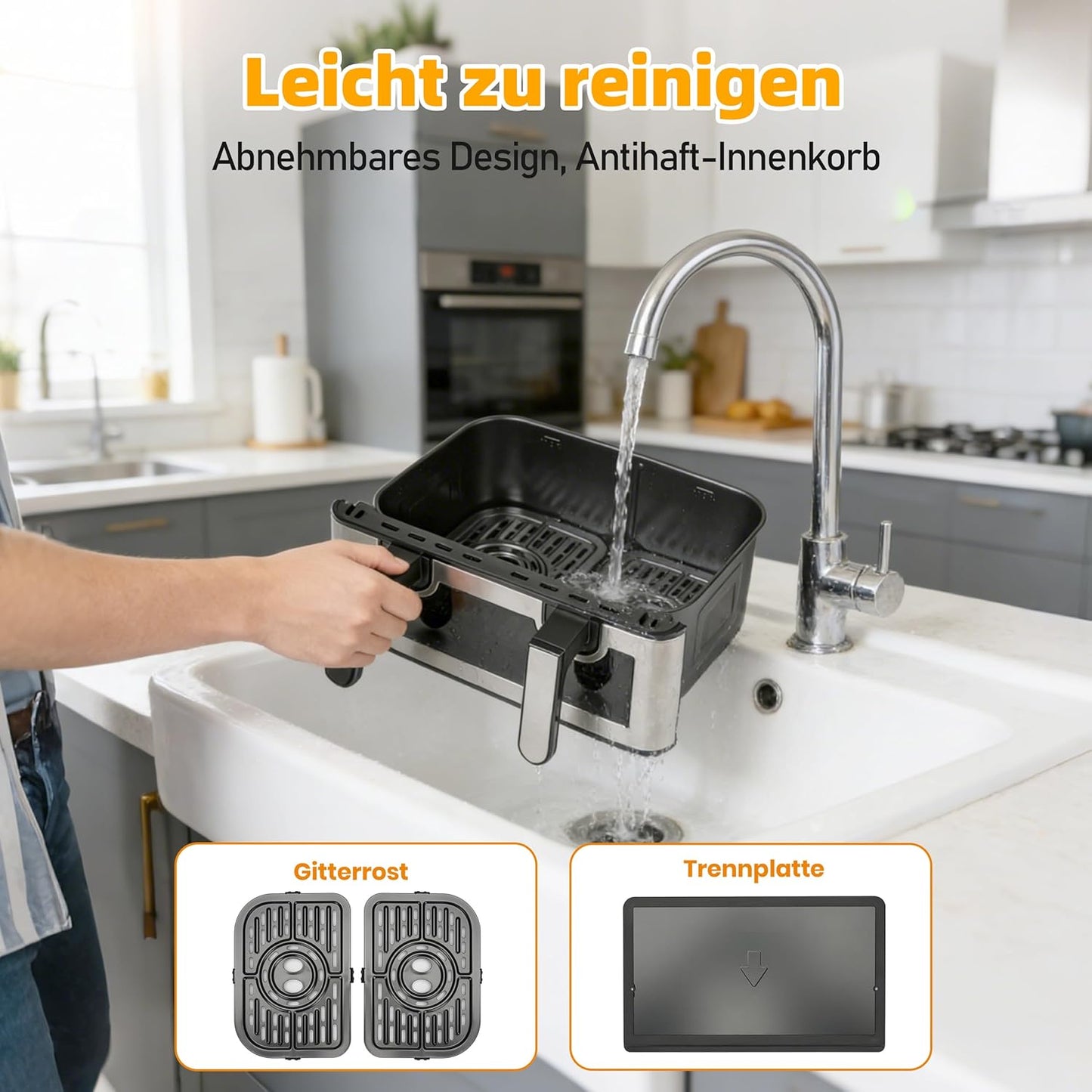 903A Heissluftfritteuse mit Dual Cook und Touchscreen, 903a-schwarz