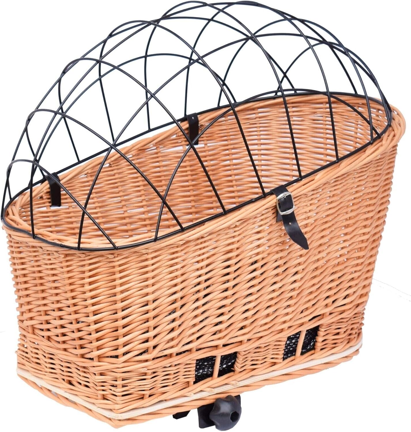 Hundevelokorb mit Gitterhaube für Gepäckträger, Honigbraun XL
