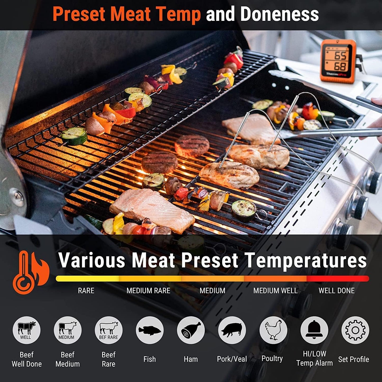 App-unterstütztes TP25H2 Küchenthermometer mit 2 Sonden, 2 x Sonden