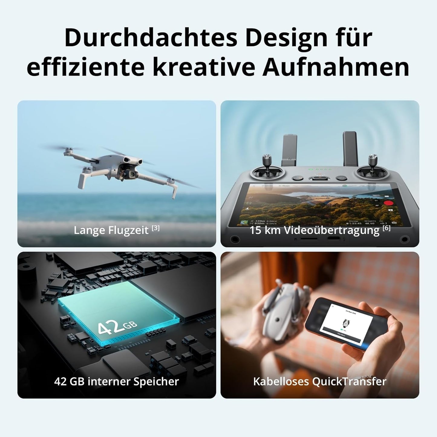 Lito X1 Combo Kameradrohne mit Hinderniserkennung, DJI Lito X1 Combo mit zwei Akkus (DJI RC-N3)