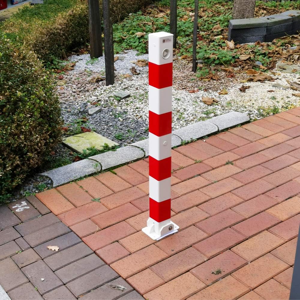 Klappbarer Absperrpfosten, Weiss, Rot