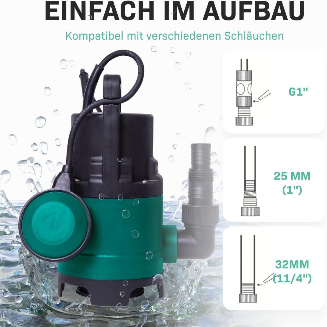 Tauchpumpe für Schmutz- und Klarwasser, 400W - 8000l/h