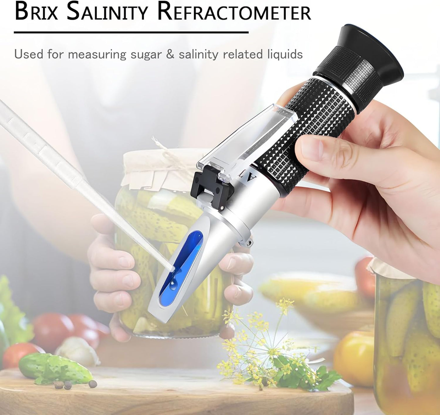 2-in-1 Refraktometer für Brix- und Salzgehaltmessung, Brix Salzgehaltsmesser (Brix und Salzgehalt)
