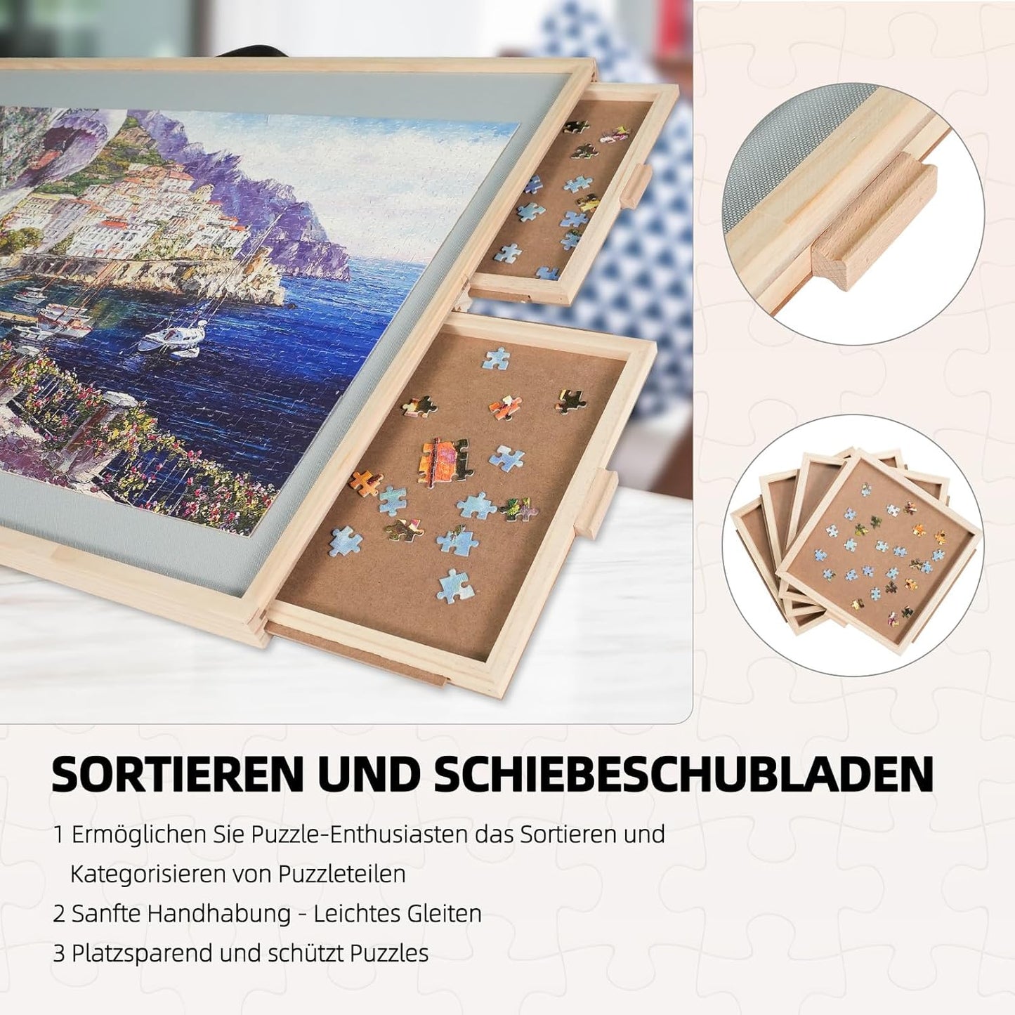 2-in-1 Puzzle-Brett mit Schubladen, 1500pcs-basic