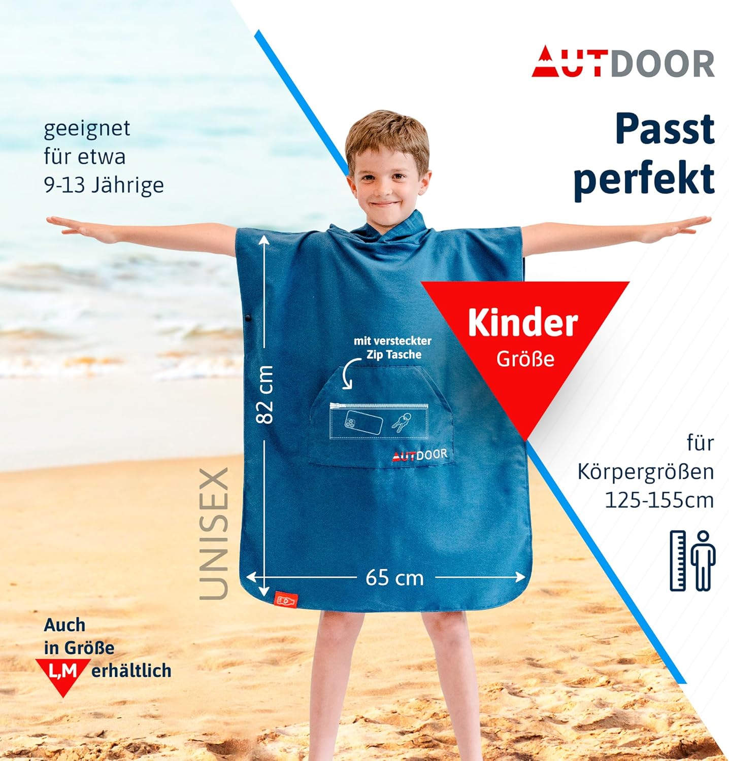 Badeponcho für Kinder, Kids Blau