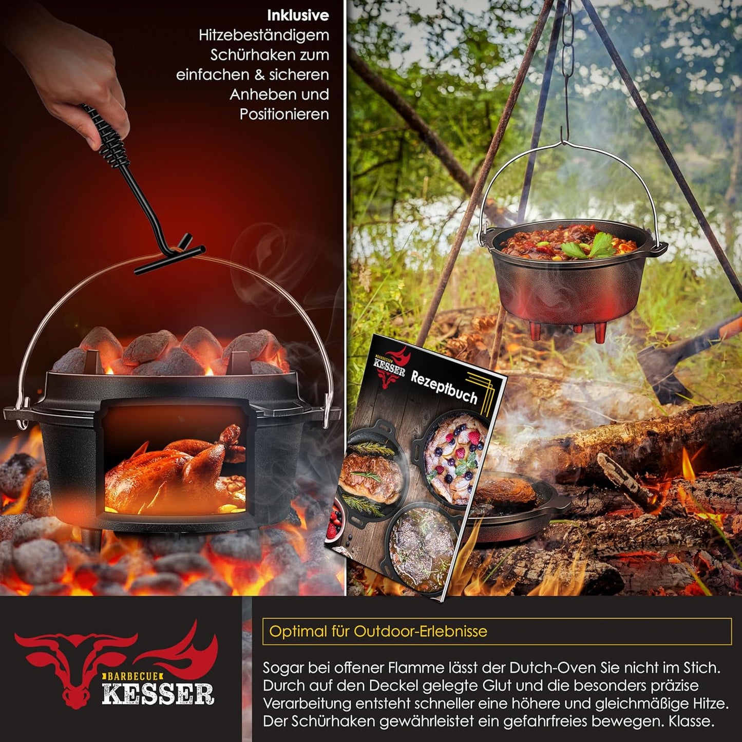 DO6P Dutch Oven Feuertopf mit Füssen, DO6P - 7.3 Liter / Topf mit Füsse
