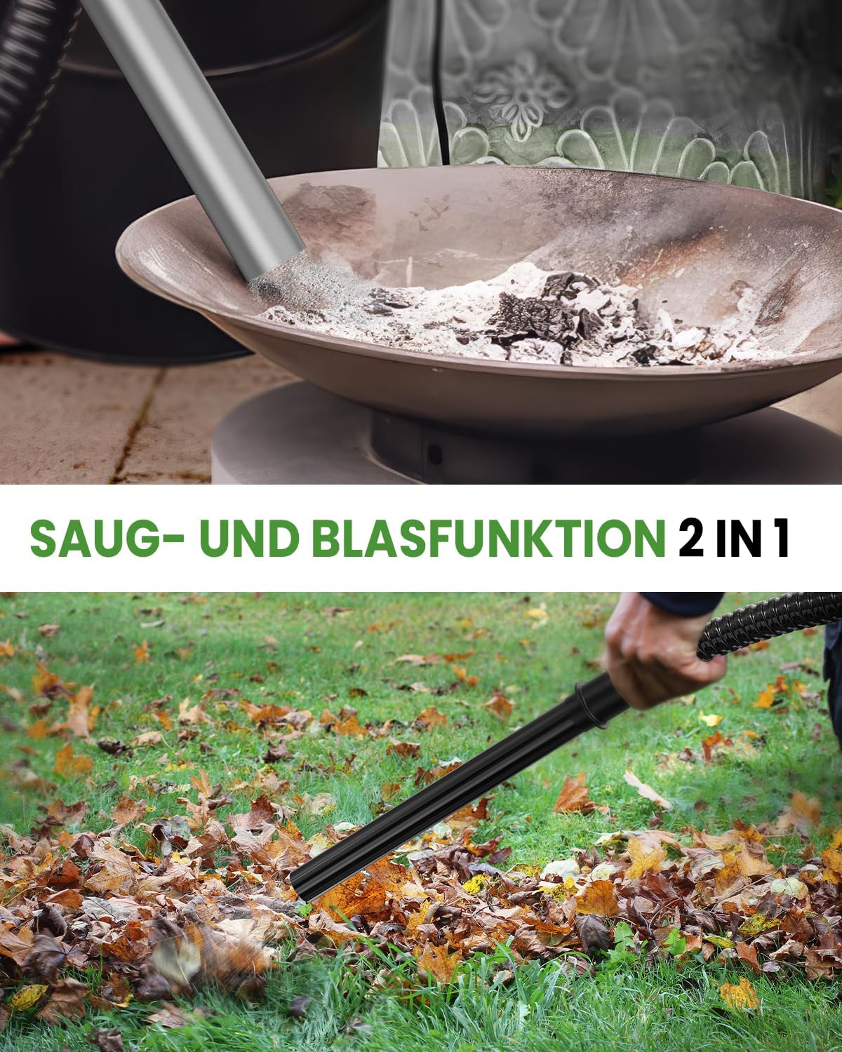 Aschesauger mit Gebläsefunktion, Grün