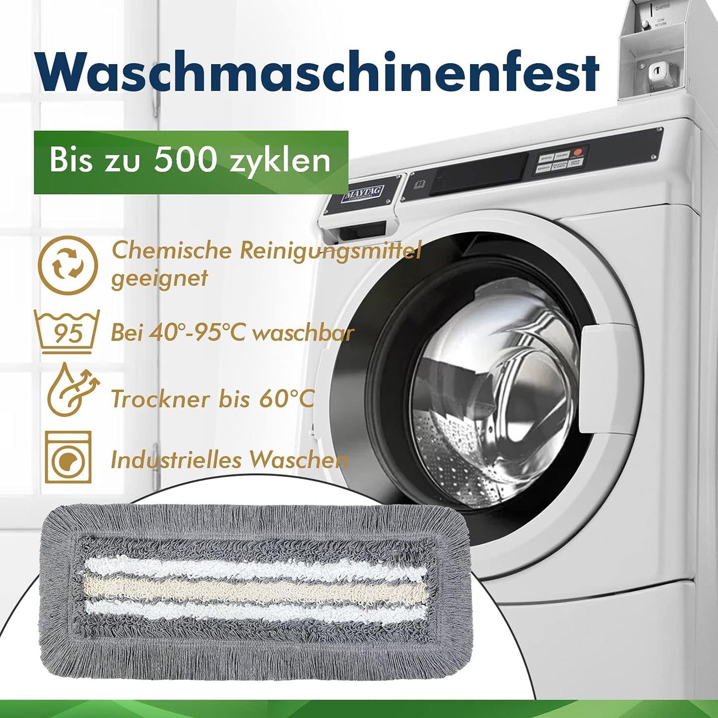 10-teiliges Wischmopp-Bezug-Set, 50 cm Hospital Grau