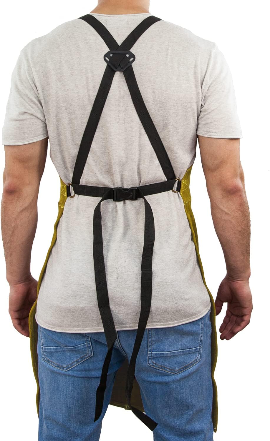 Lederschürze für Schweisser mit Werkzeugtaschen, Gelb