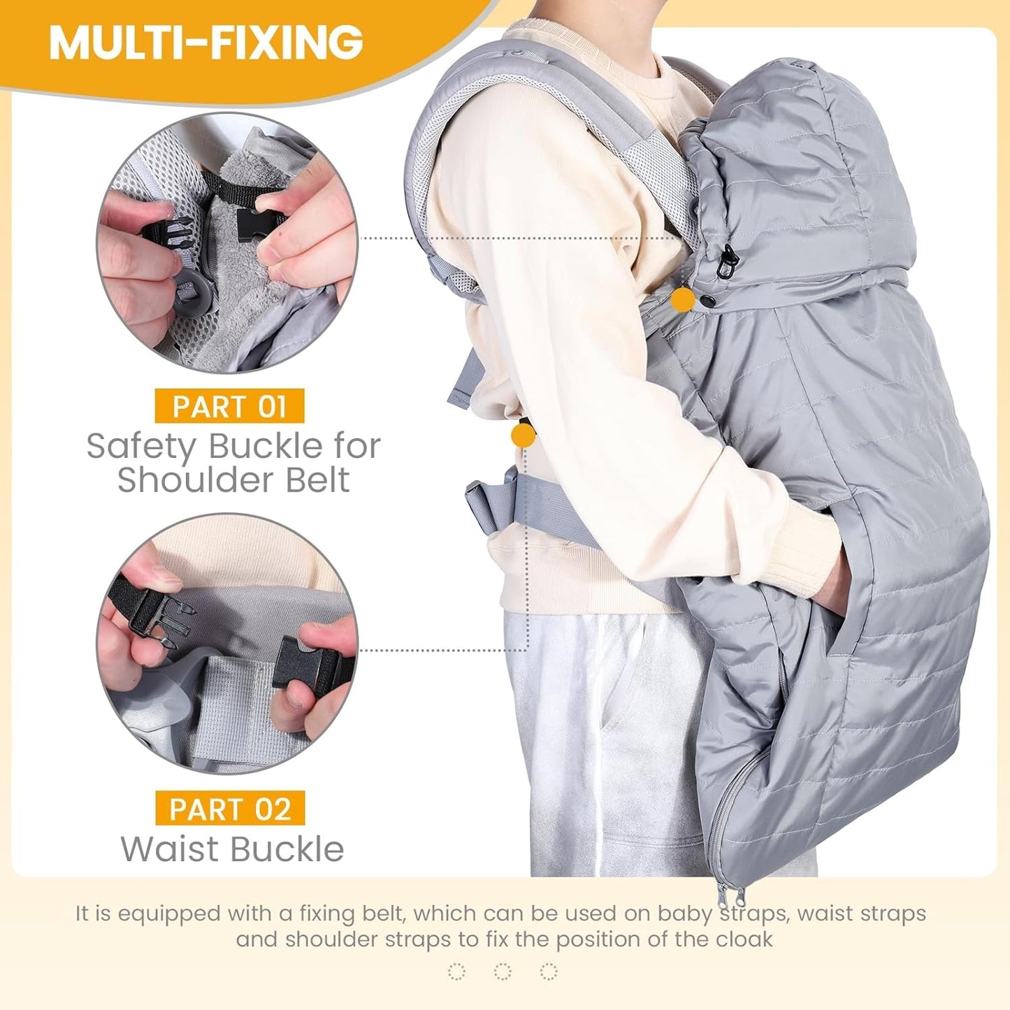 Regencover für Babytrage mit Kapuze und Fleece-Futter