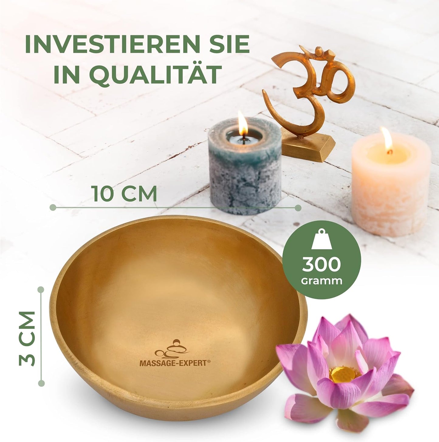 Tibetische Klangschale für Klangtherapie, Flache Kopfschale Ø 10 cm, 300 Gramm