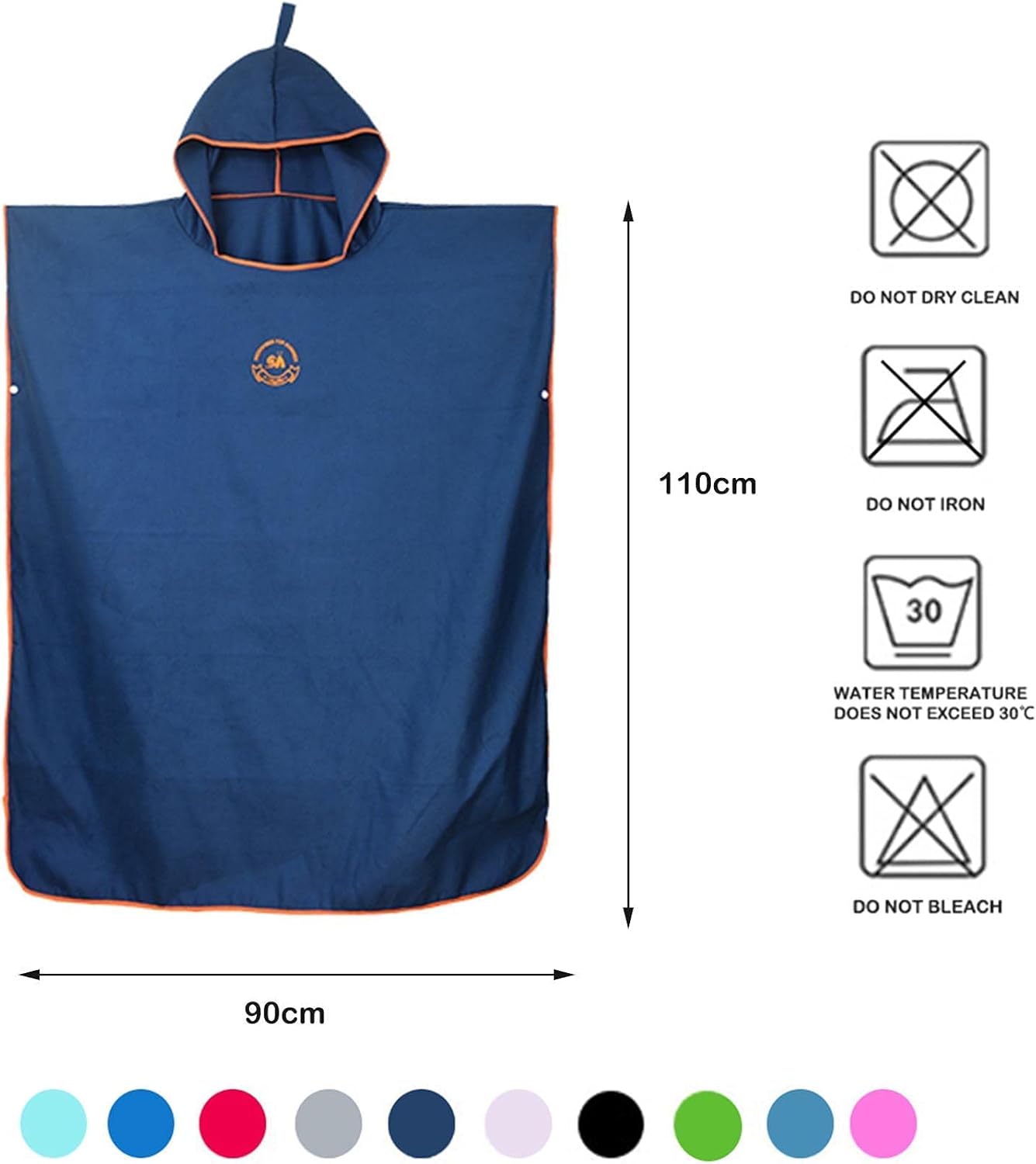 Surf Poncho mit Kapuze, Marineblau