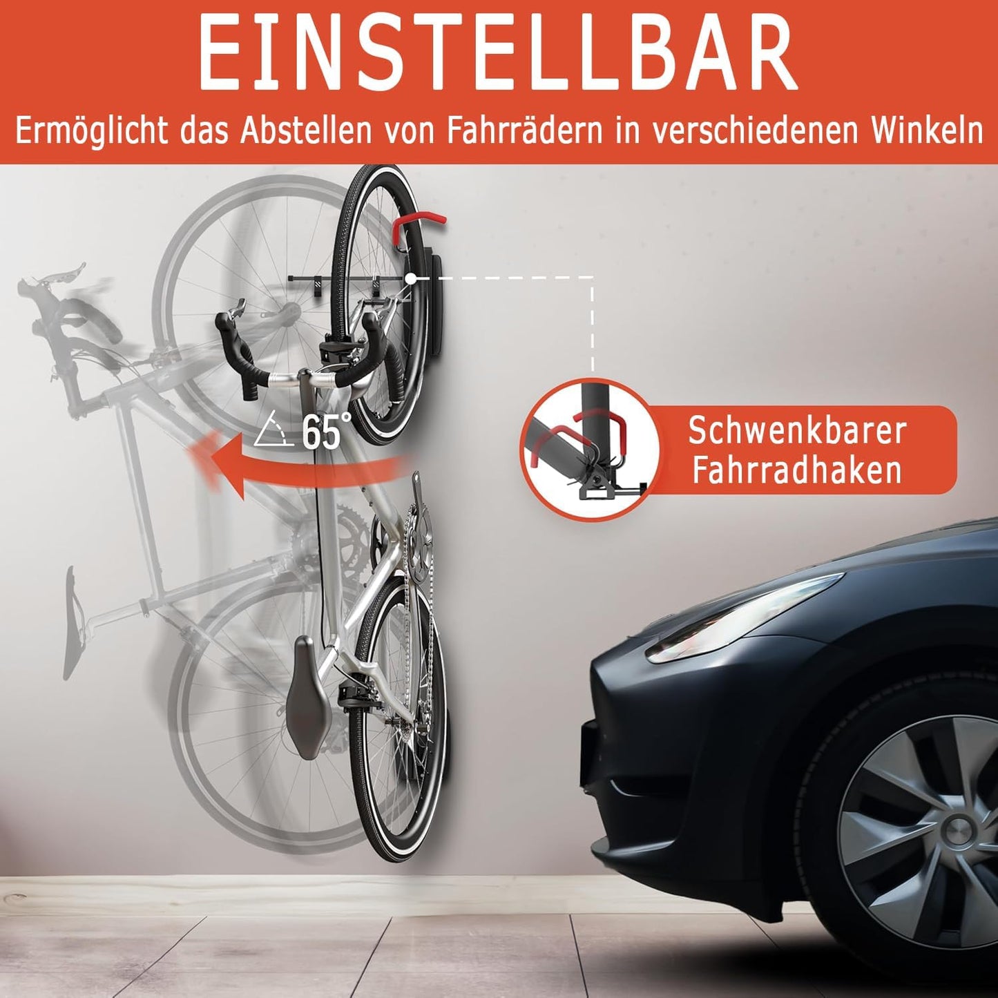Schwenkbare Velo Wandhalterung
