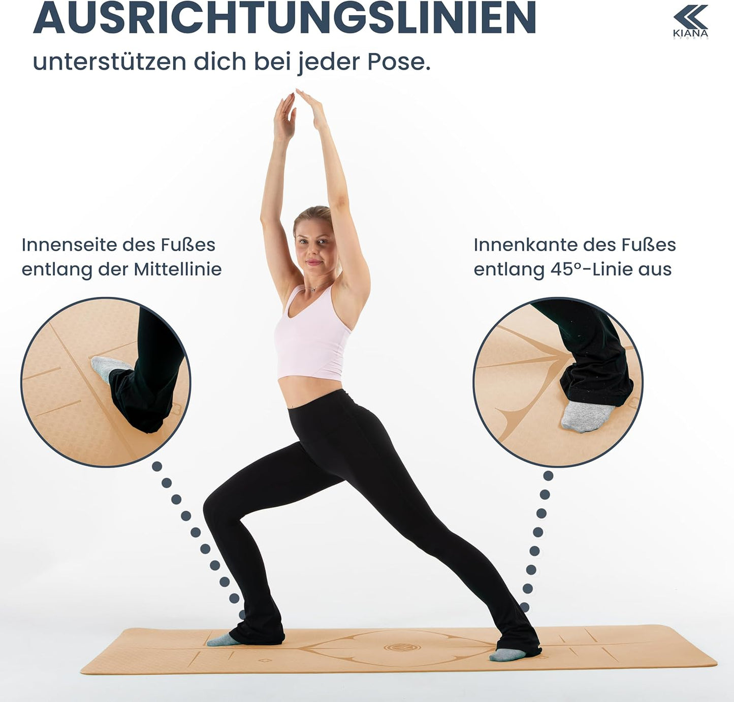 Yogamatte für Yoga & Pilates, 6 mm dick Braun