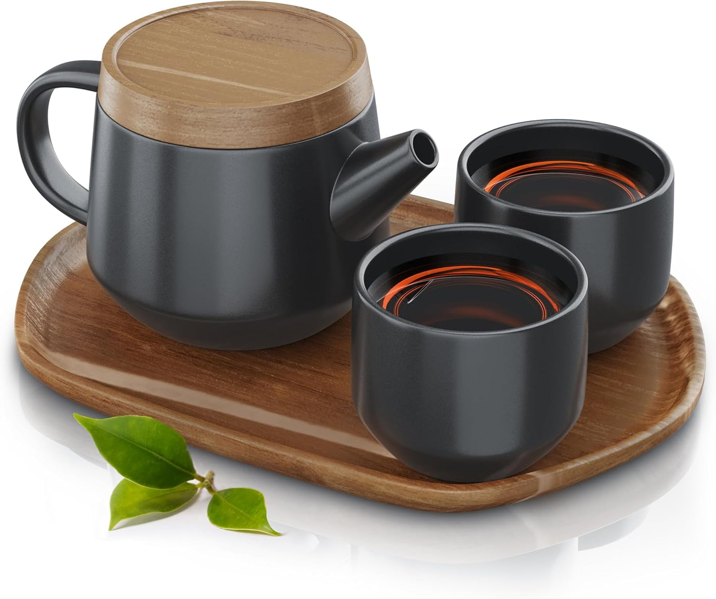 5-teiliges Teeservice-Set mit Teekanne und Tassen