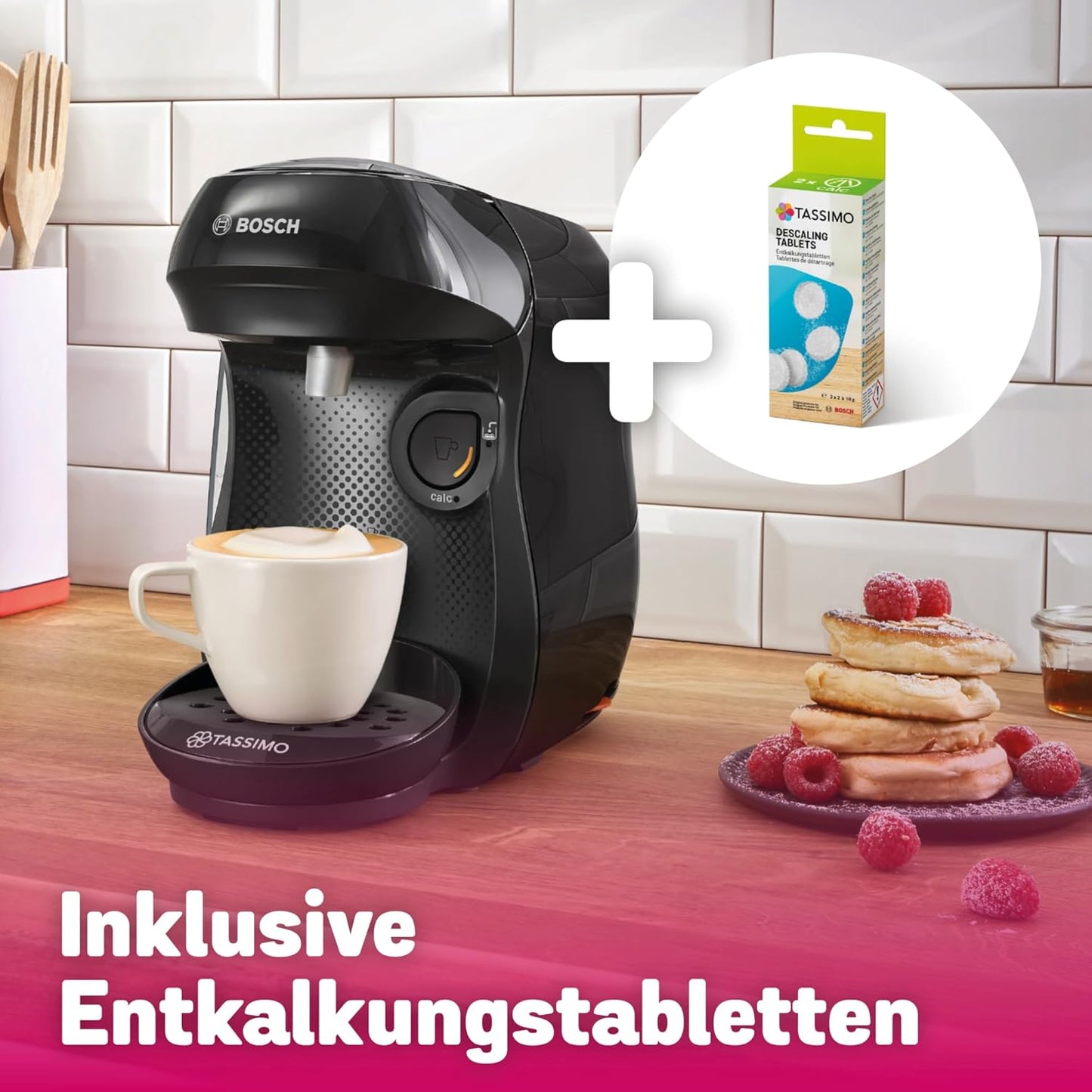 Kapselmaschine Tassimo happy friendly, Schwarz Inkl. Entkalker