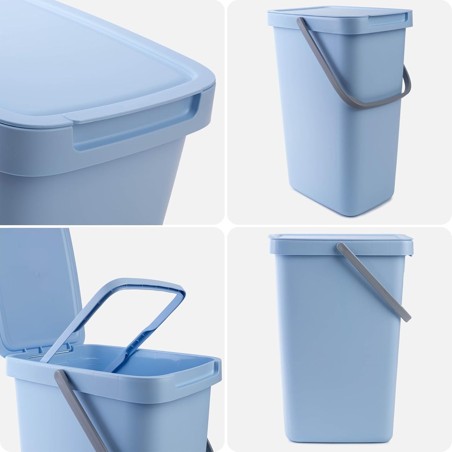 Abfallbehälter mit Deckel und Griff, 12L / Blau