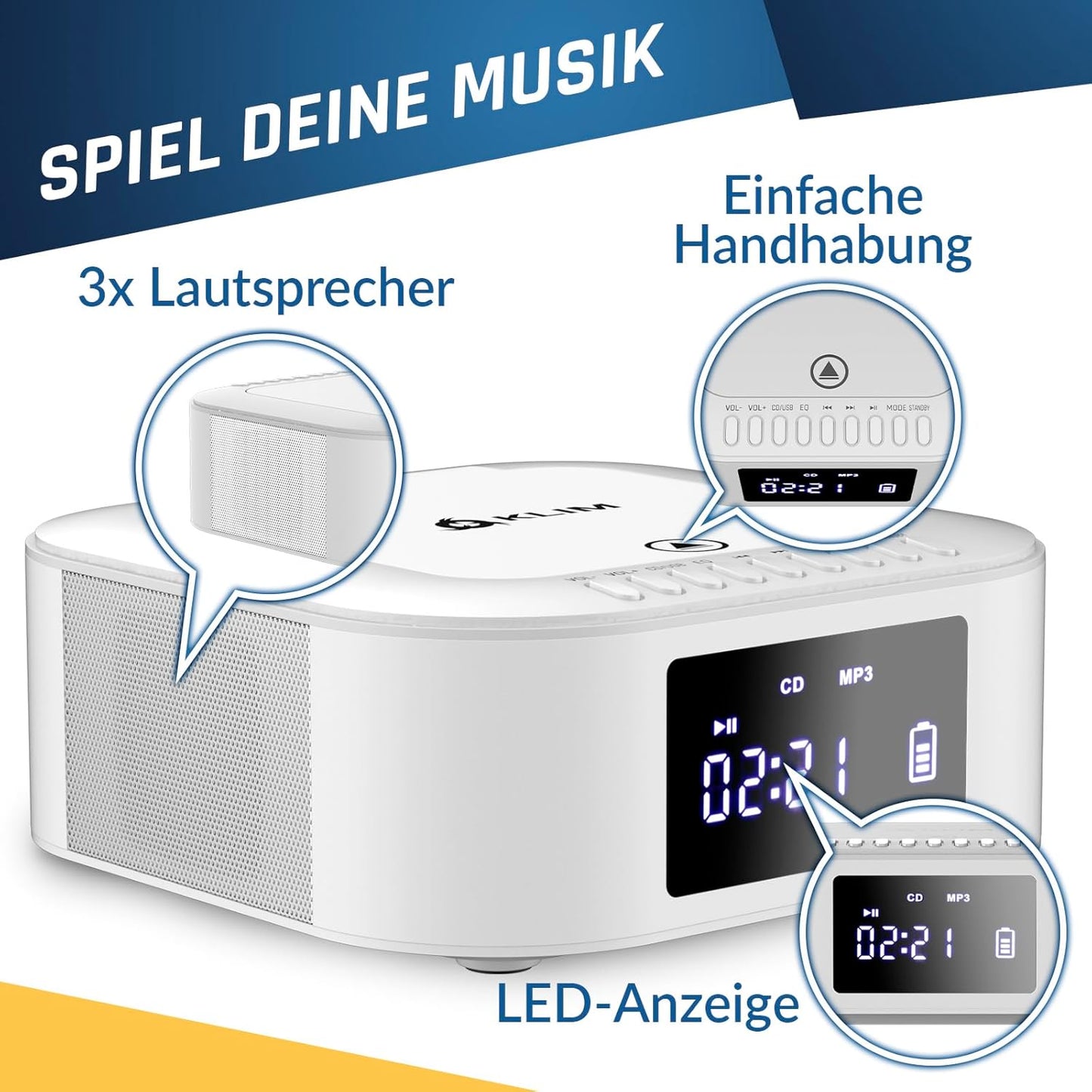 Boombox mit CD-Player und Bluetooth, Weiss
