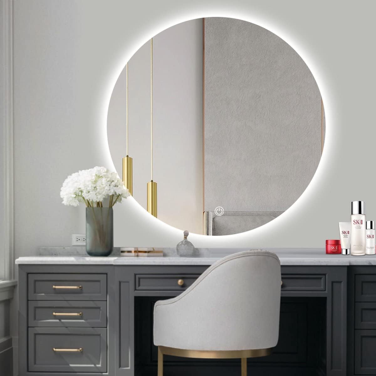 Runder LED-Badezimmerspiegel, dimmbar (70 cm), 70L x 70B cm