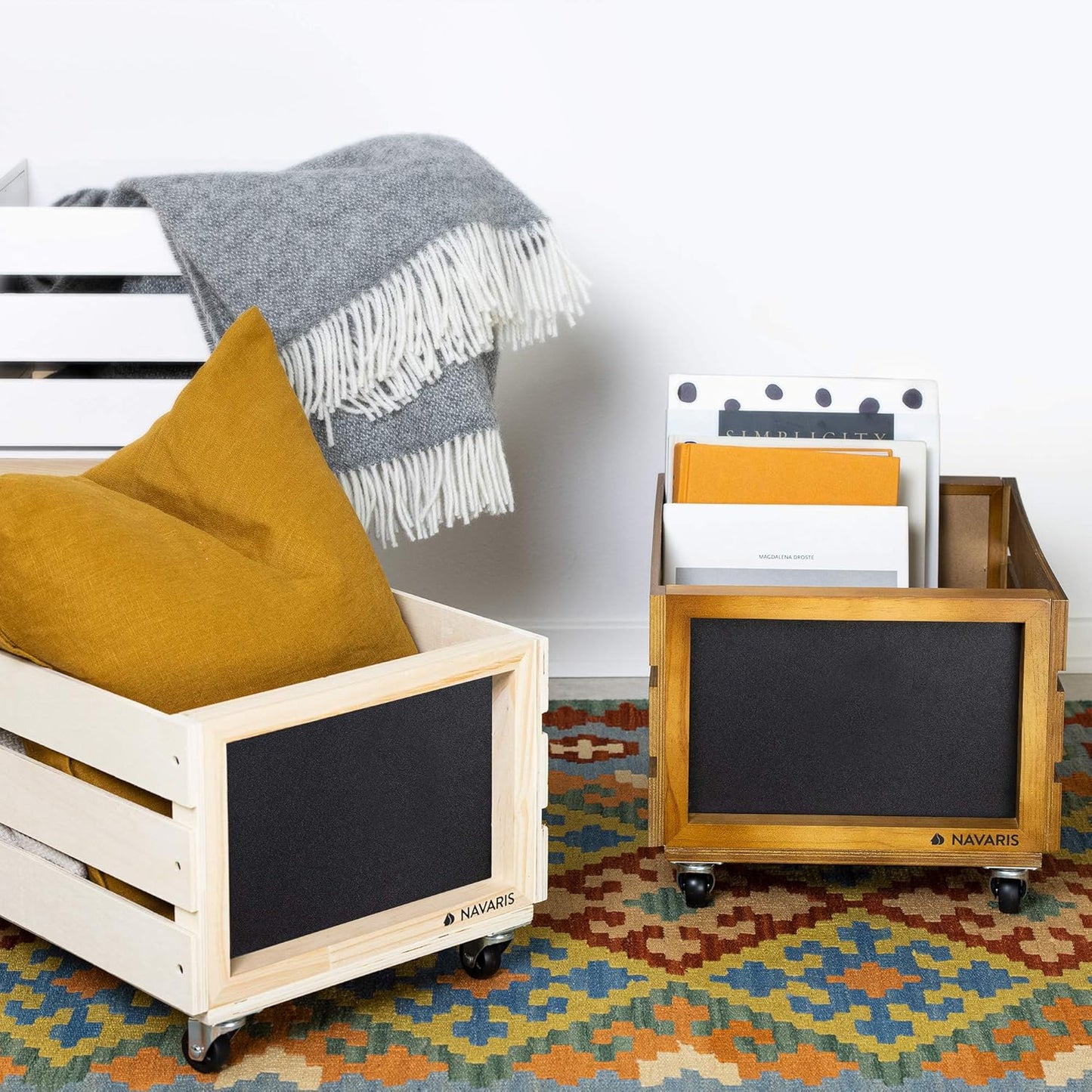 Schallplatten-Kiste mit Kreidetafel, Braun