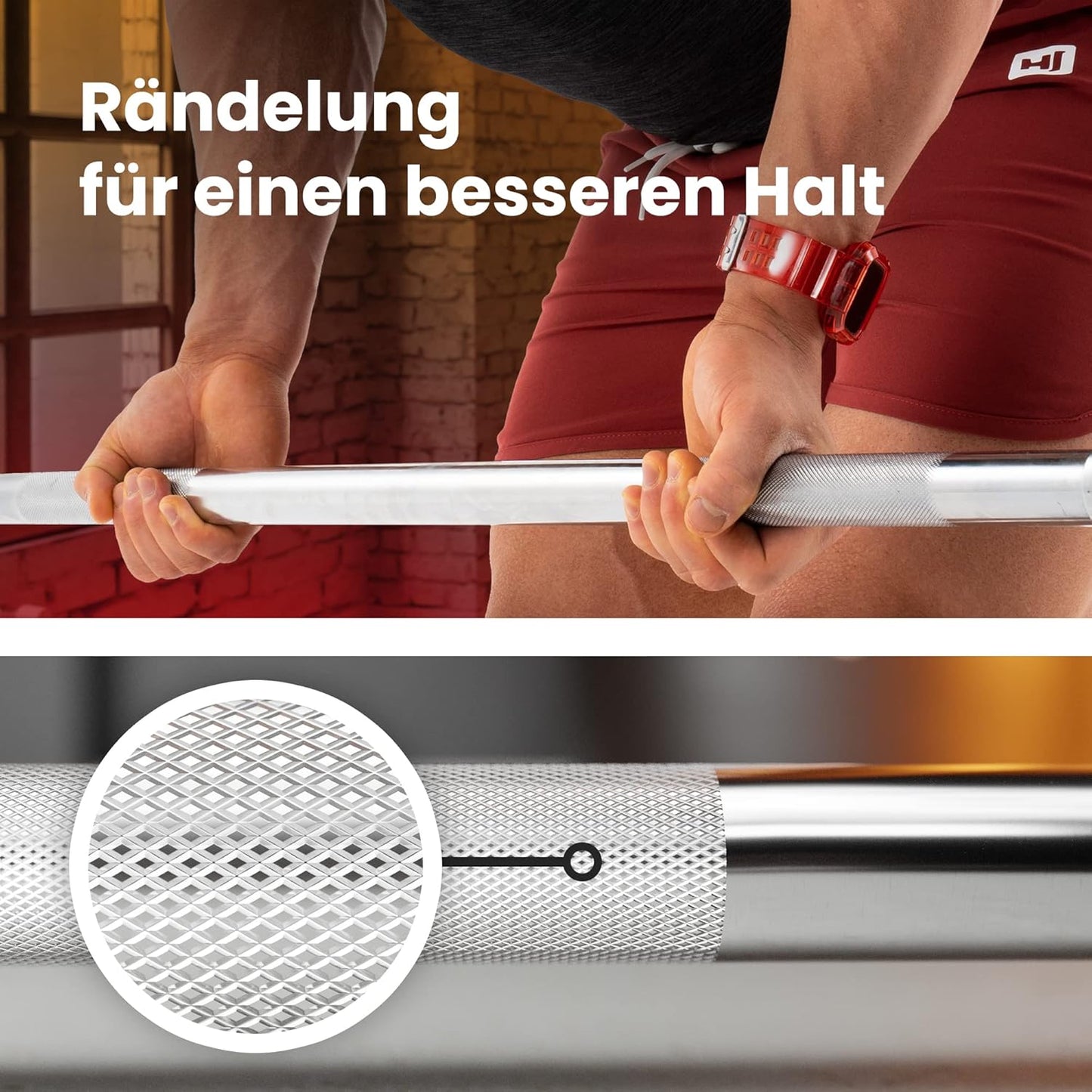 Hantelstangenset mit Lang- & SZ-Curlstange, Langhantel+SZ-Stange