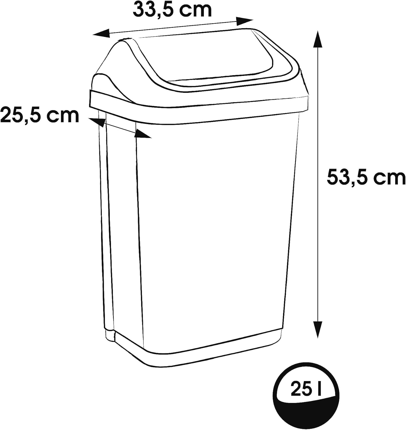 Mülleimer Swantje mit Schwingdeckel, Hell-Silber 25 L