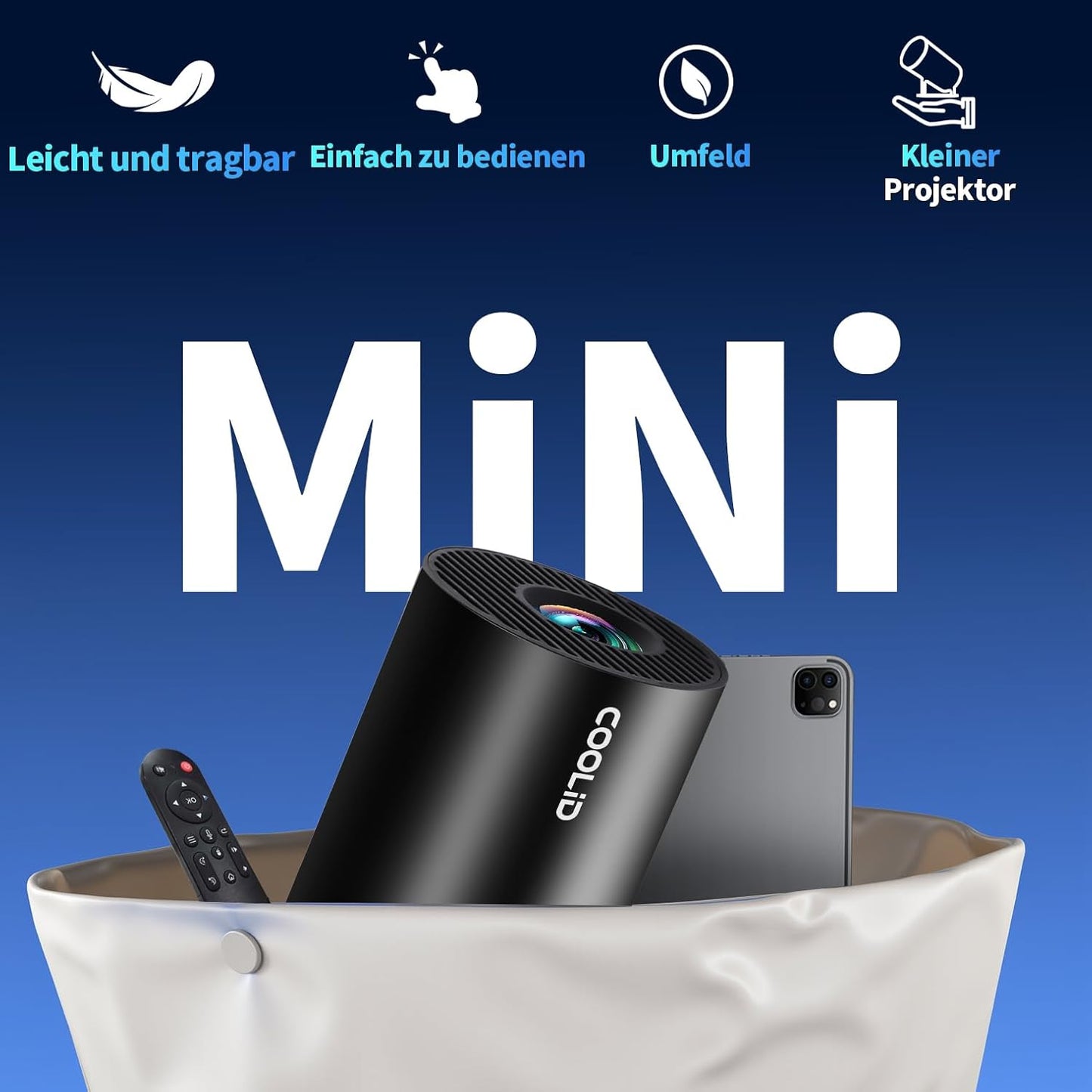 Mini Beamer mit 4K-Unterstützung und 5G WiFi 6, Black-X