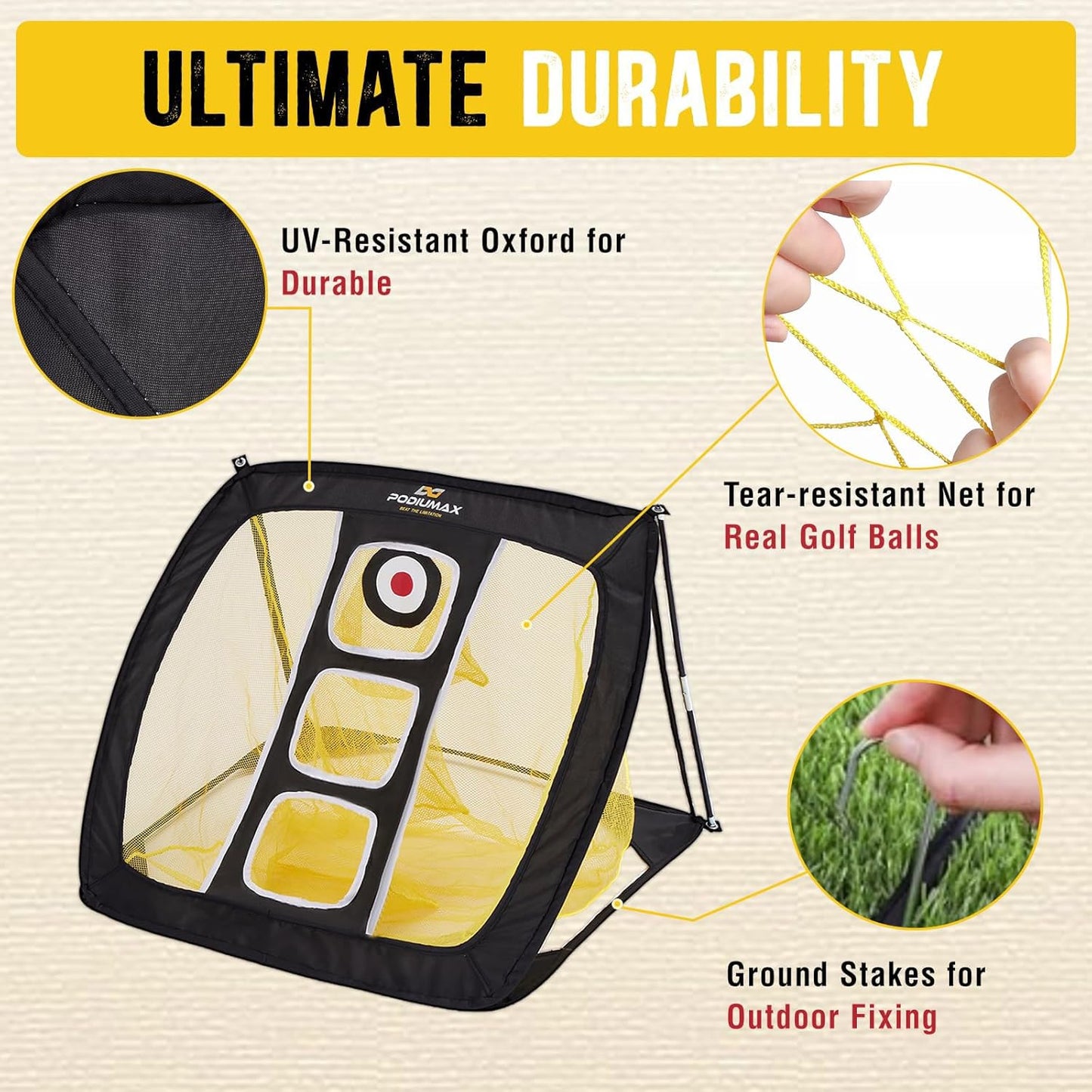 Golf Übungsnetz für Indoor & Outdoor, Black Yellow-64*50*64 CM