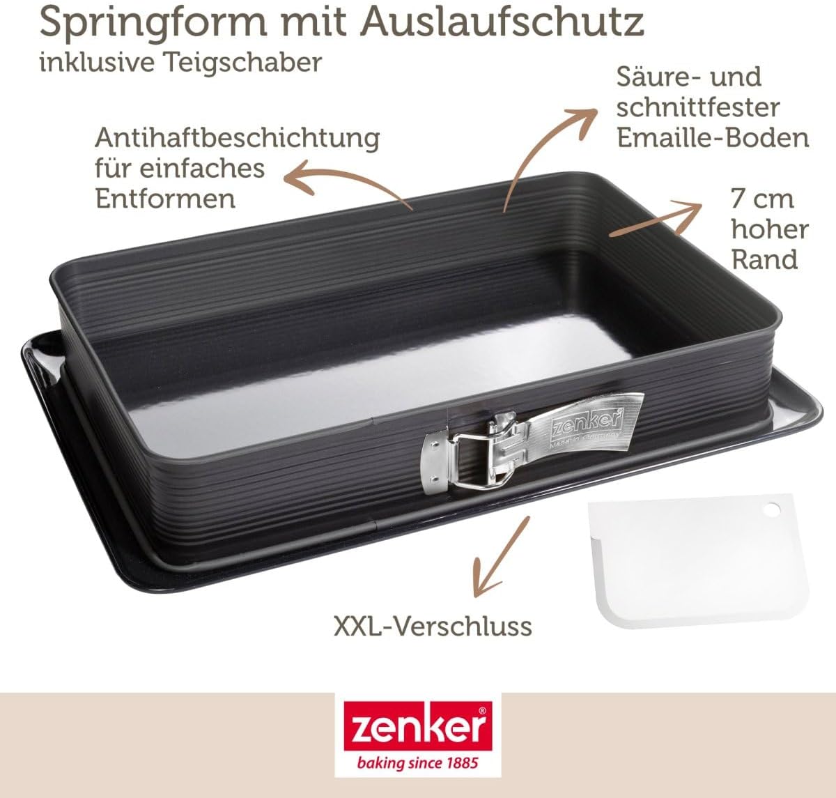 Rechteckige Springform mit Auslaufschutz, ohne Transporthaube Single