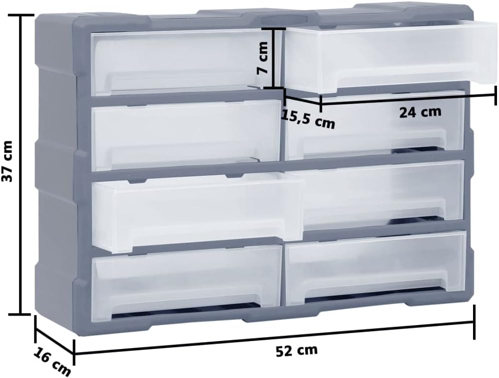 Multi Schubladen-Organizer, Grau 8 Schubladen