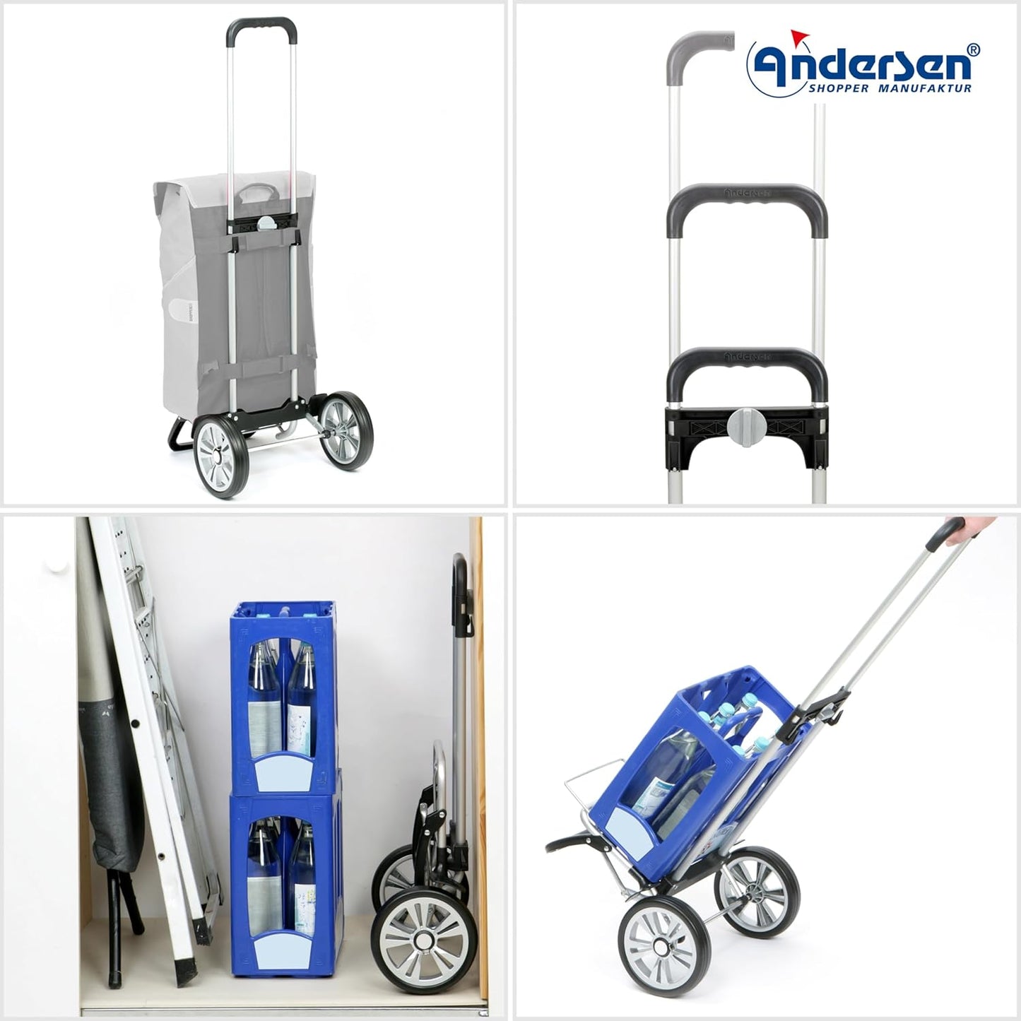 Höhenverstellbarer Einkaufstrolley Alu Star Shopper Tamo mit abnehmbarer 51 L Einkauftasche, Anthrazit