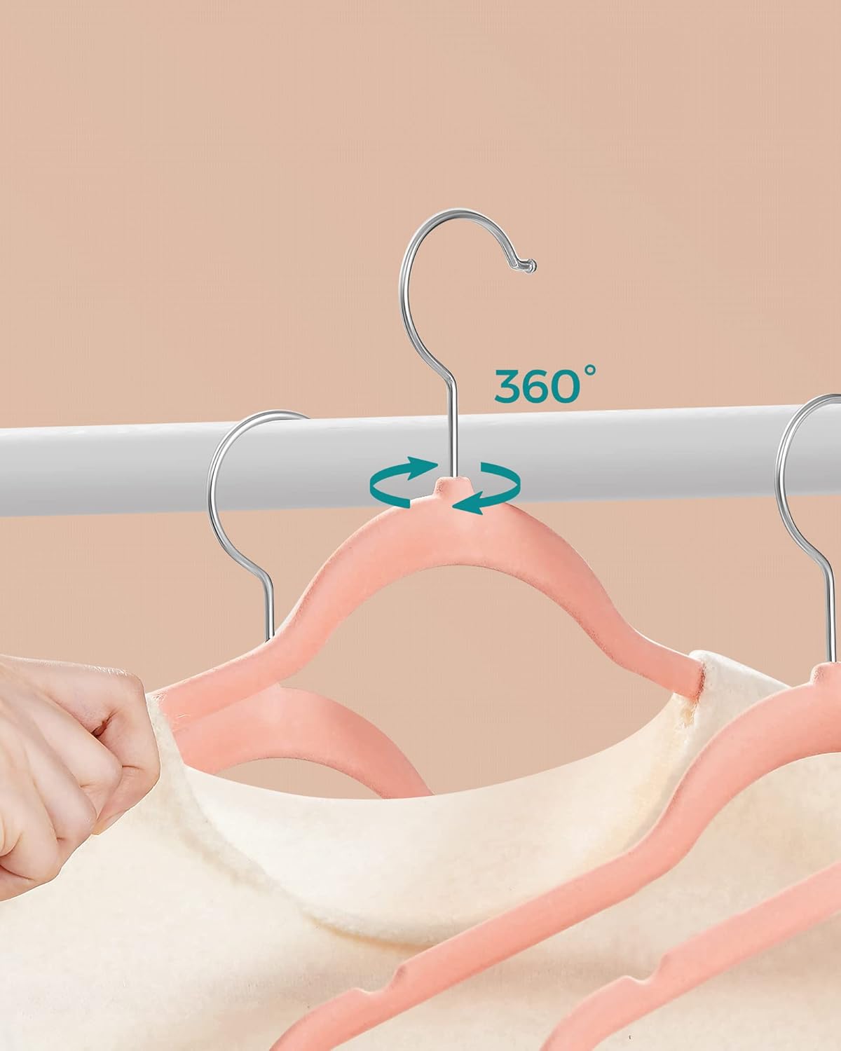30er-Set Samt-Kleiderbügel, 30 Stück Rosa