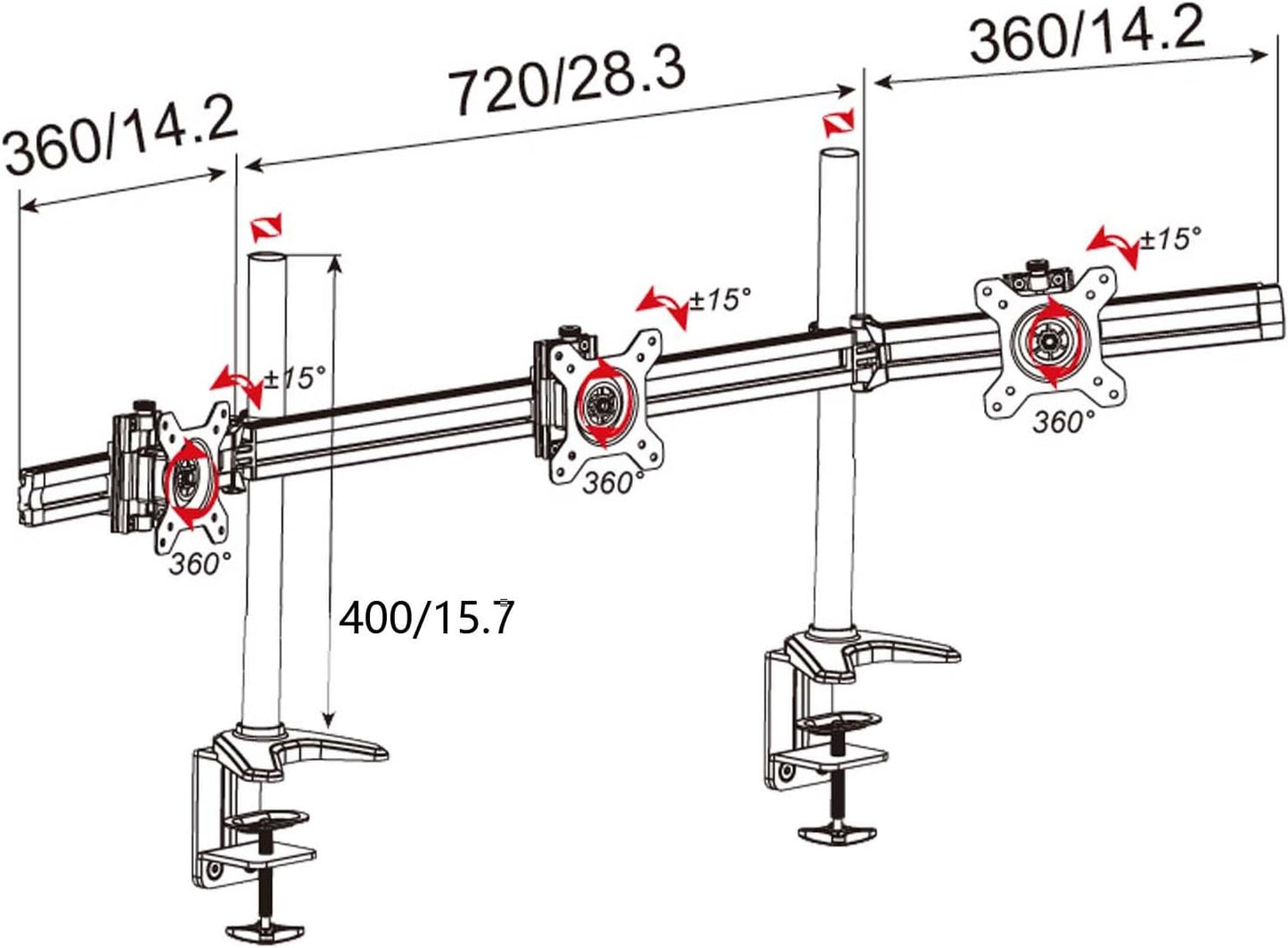 3-Fach Monitorarm Tischhalterung MP230C-N