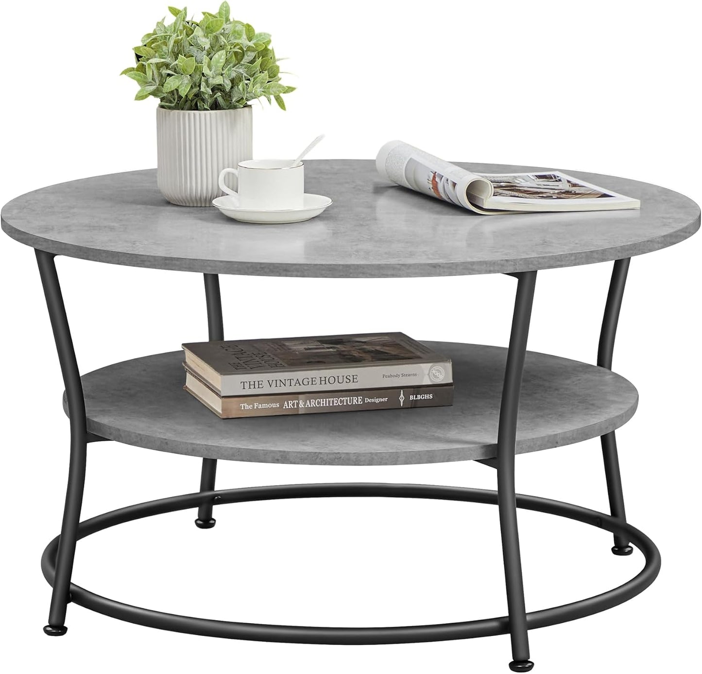 Runter Couchtisch, Betongrau + Tintenschwarz