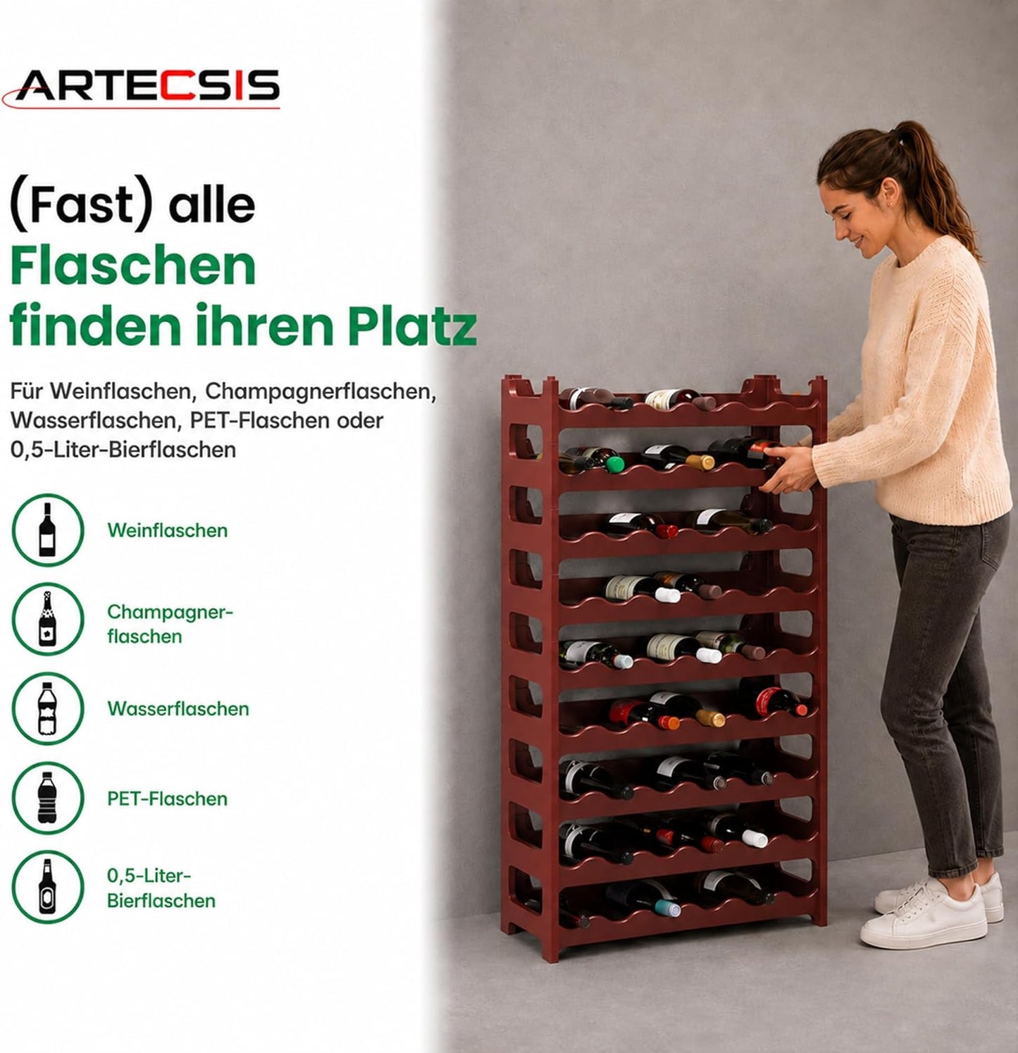 Weinregal für 48 Flaschen, Braun 48 Flaschen