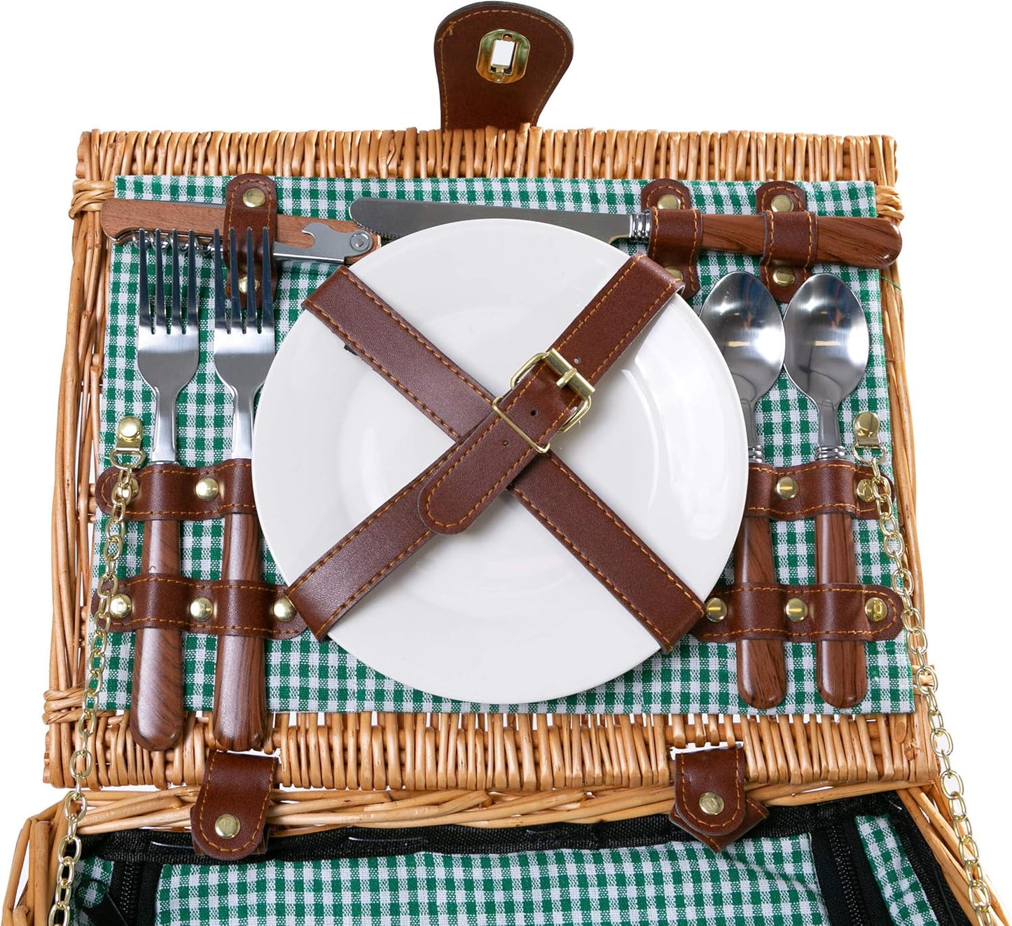 Picknickkorb mit Kühlfach, Grün / für 2 Personen