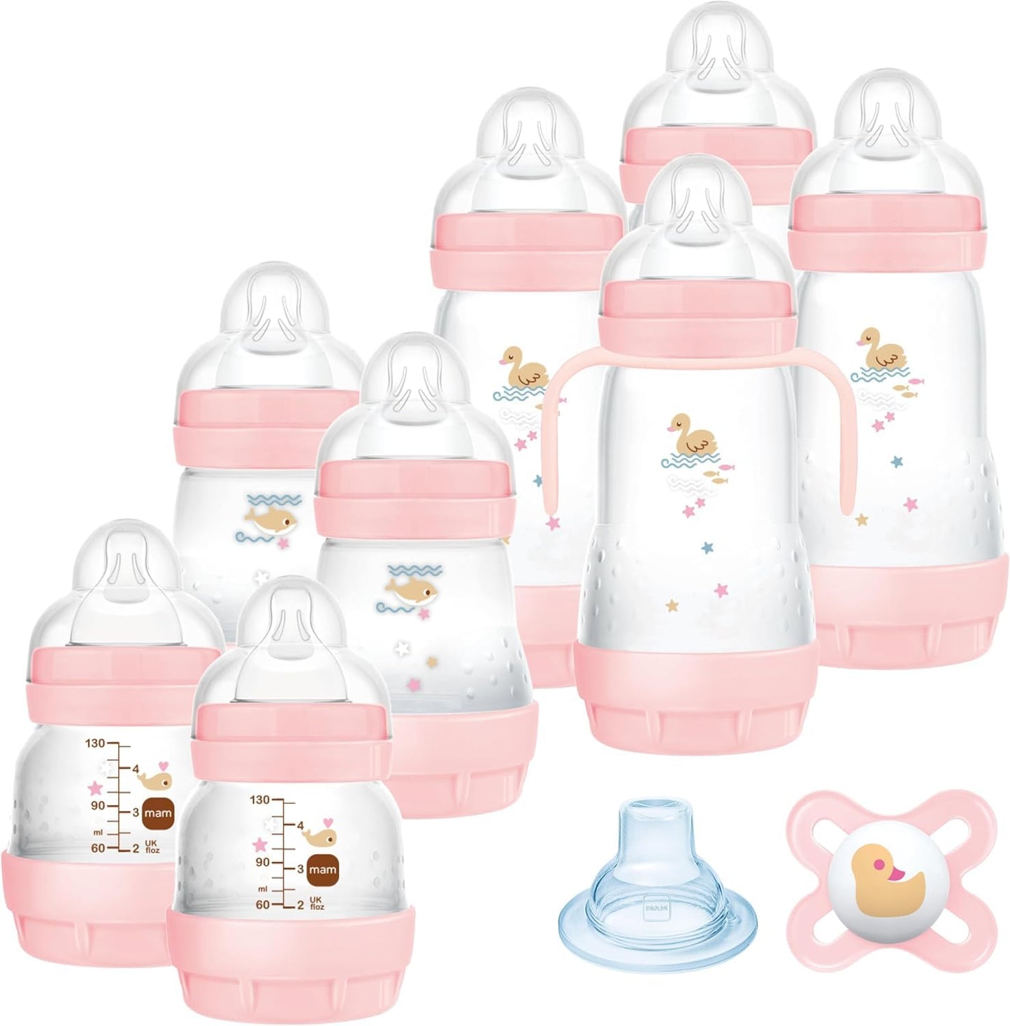 Anti-Kolik Babyflaschen-Set mit Schnuller (11-teilig), Single