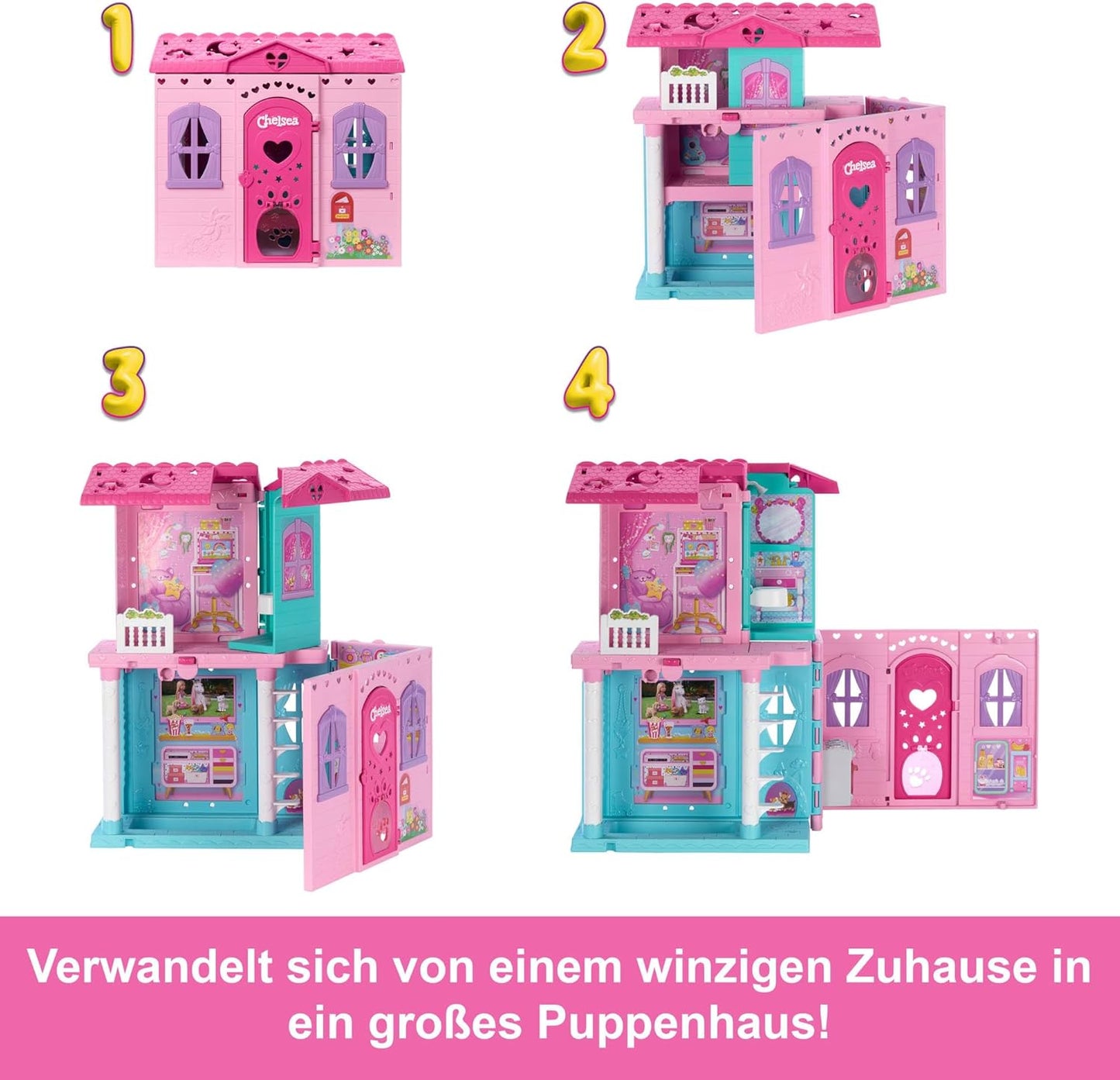Spielzeug-Puppenhaus mit Rutsche und Zubehör