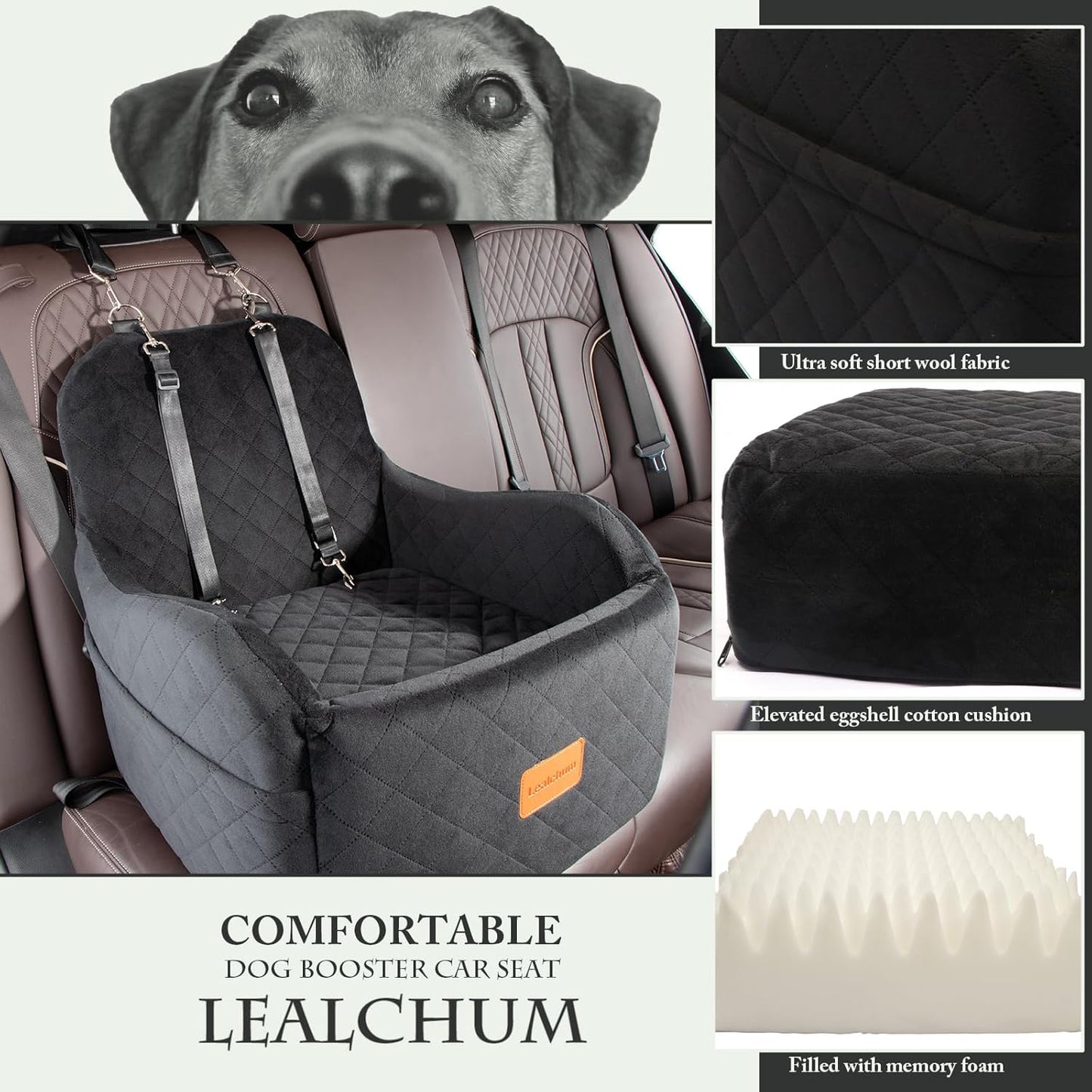 Booster Autositz Hund, Black Mdeium