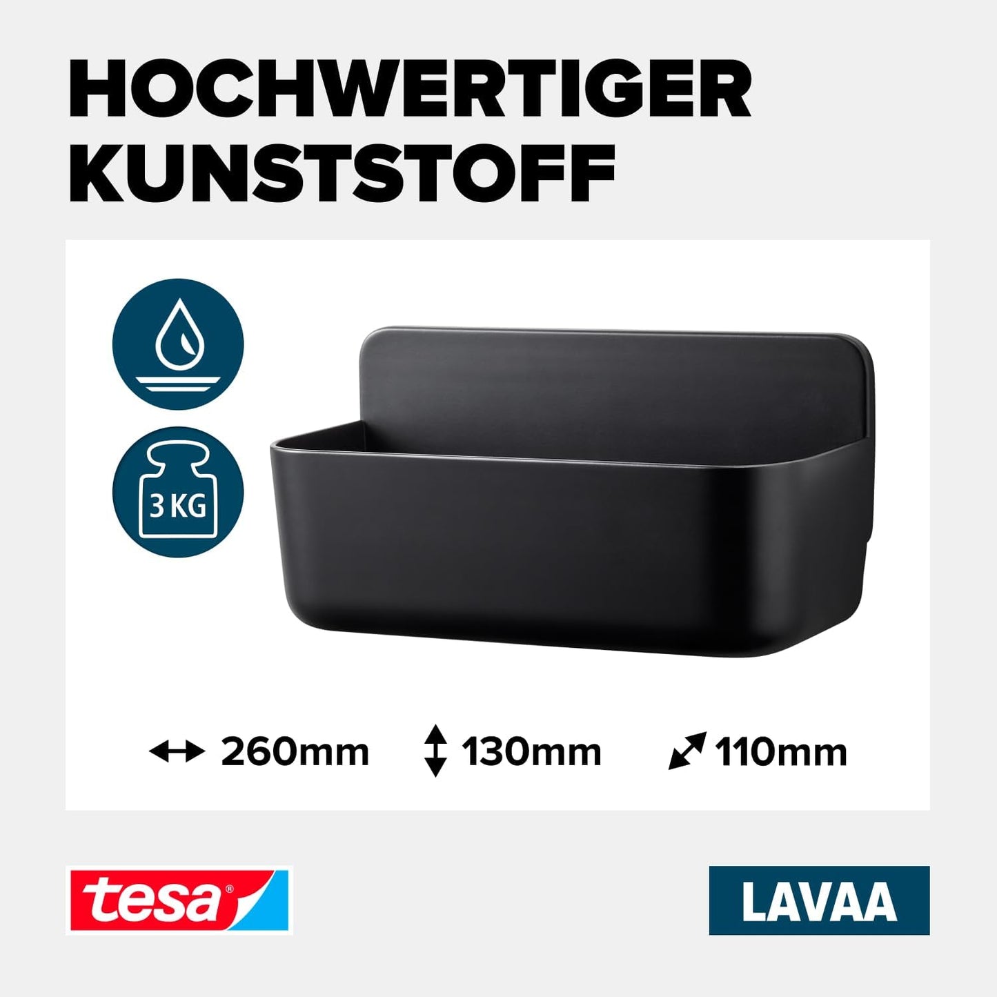 Duschkorb Lavaa zur Wandmontage ohne Bohren, Duschablage Größe M