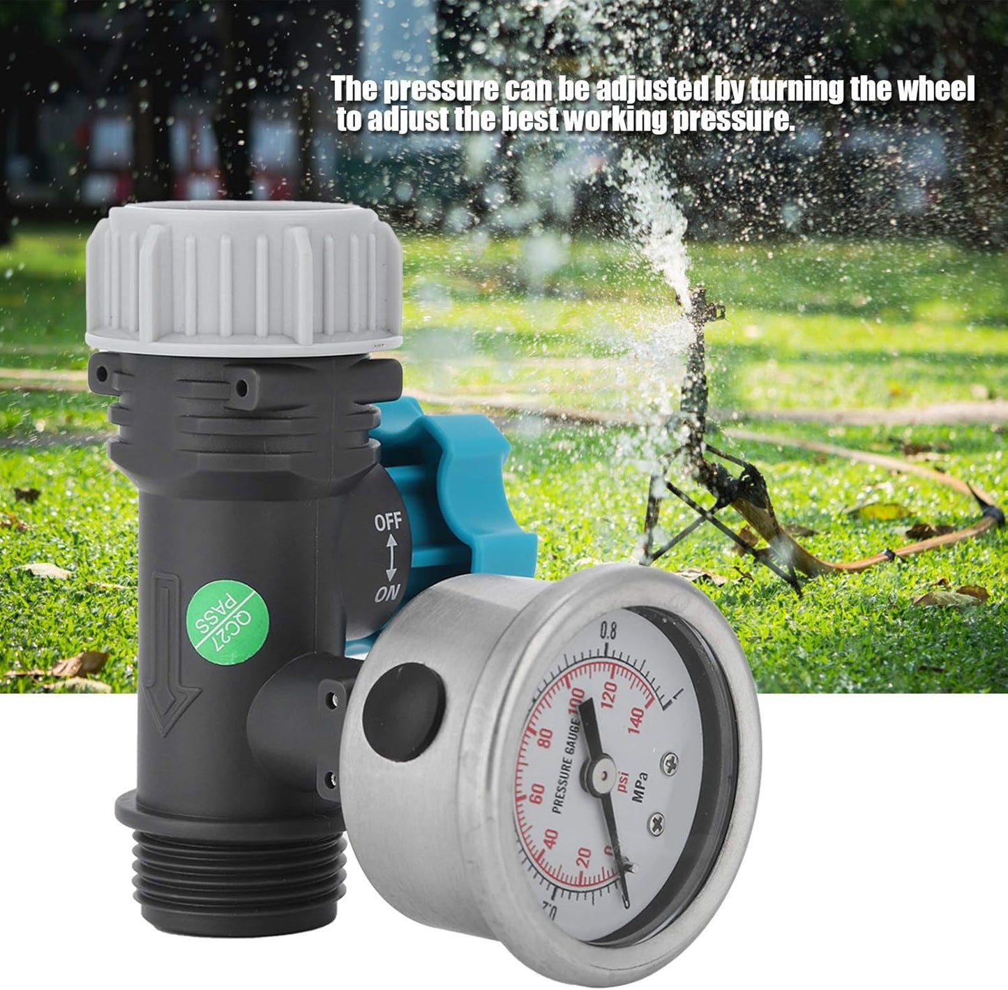 Einstellbares Wasserdruckregelventil mit Manometer