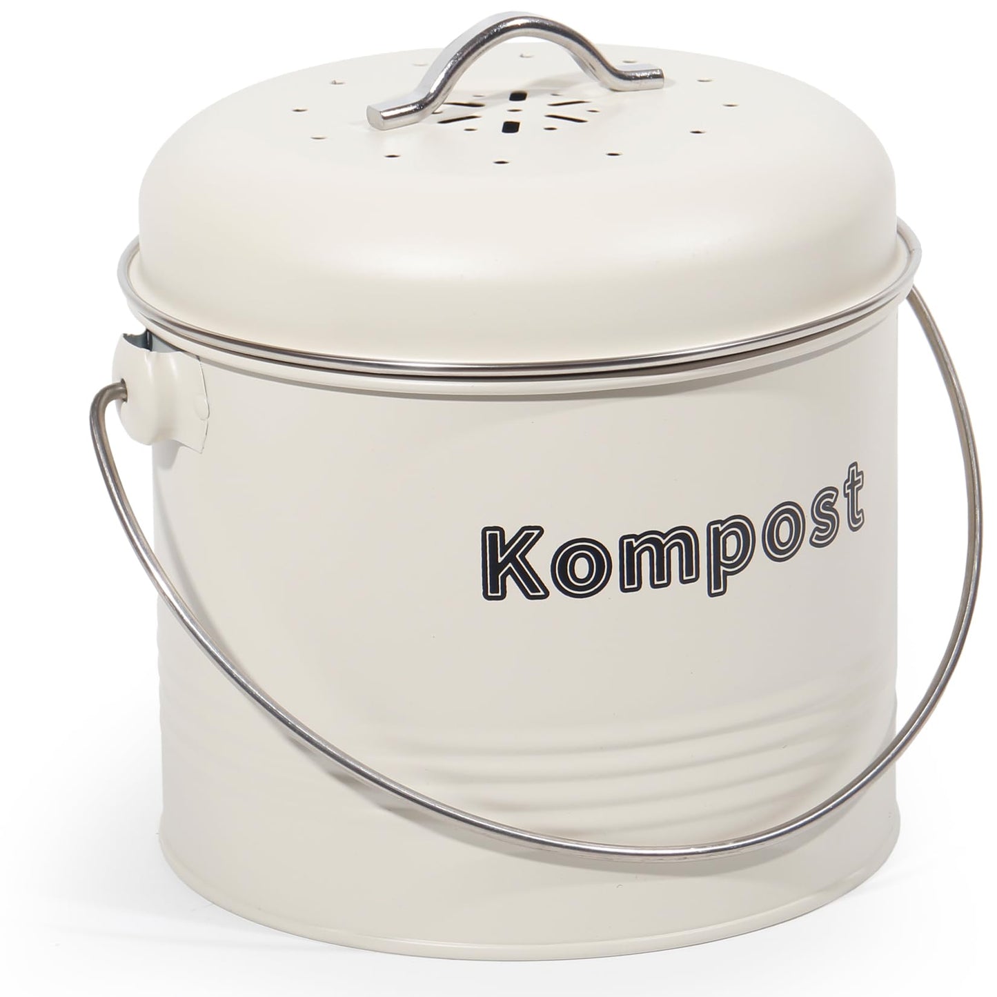Retro Komposteimer mit Aktivkohlefilter, Beige-1