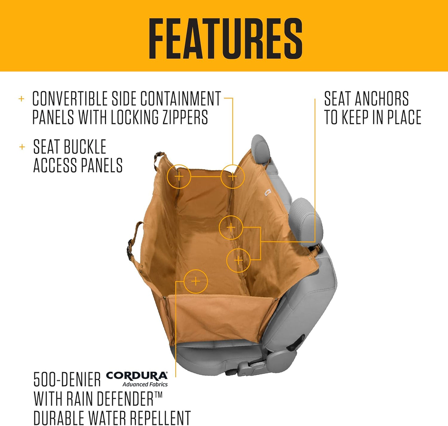 Autoschondecke/Hängematte für Haustiere, robust Carhartt Braun