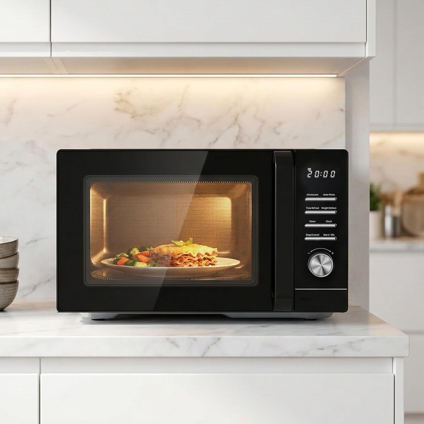 HMW-MD25DMRBK Mikrowellenherd mit Auftaufunktion, Mirror Black