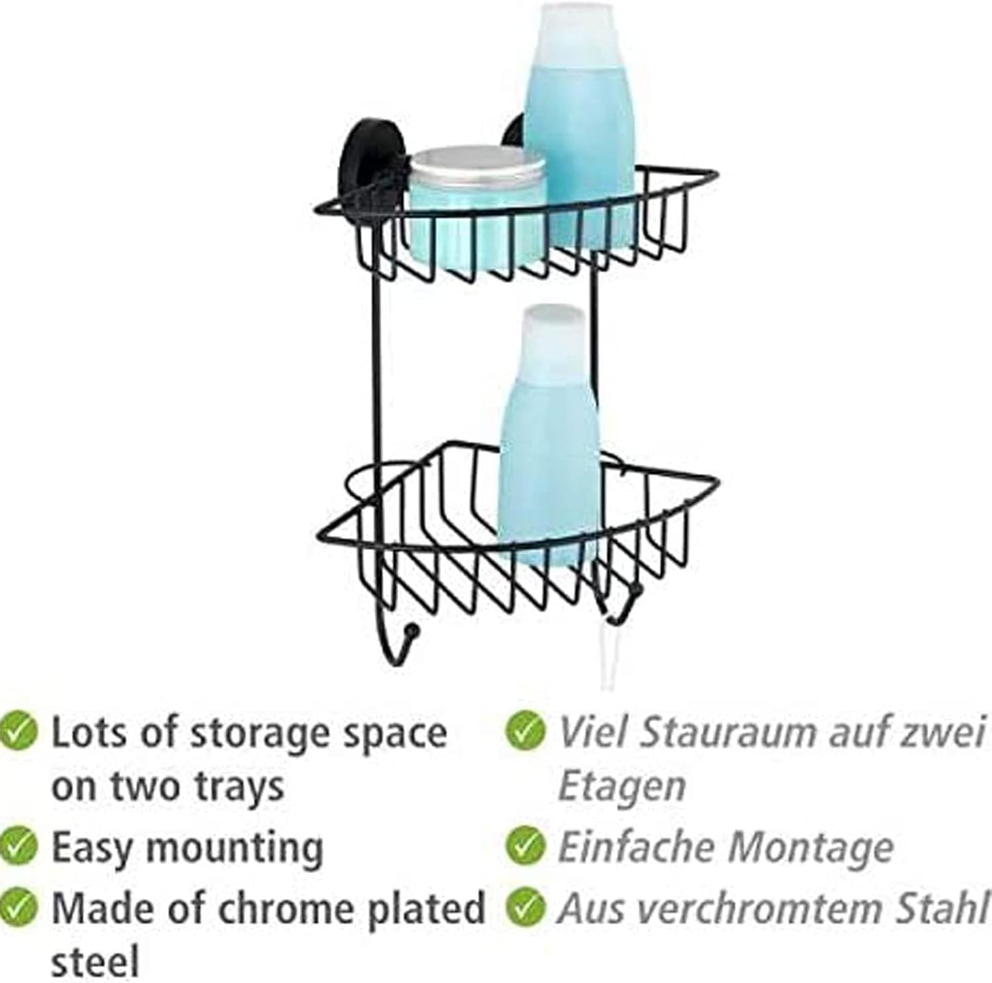 Vacuum-Loc Eckregal, Schwarz 22,5 x 29,5 x 16 cm 2 Etagen
