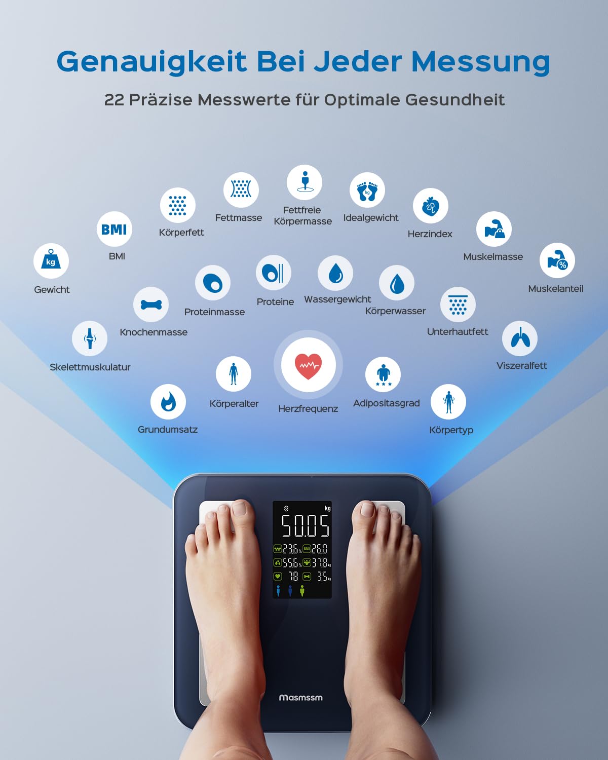 Digitale Körperanalysewaage mit Bluetooth (8-in-1)