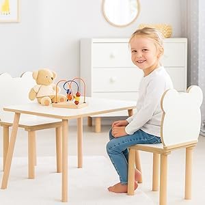 Kindertisch & Bärenstuhl Set, Kids Table And Chair Teddy Bear Set 50 x 60 x 47 cm